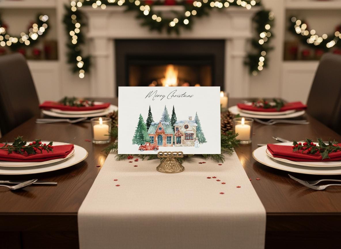 Editable Christmas Photo Card Template Holiday Printable (Digital Download)