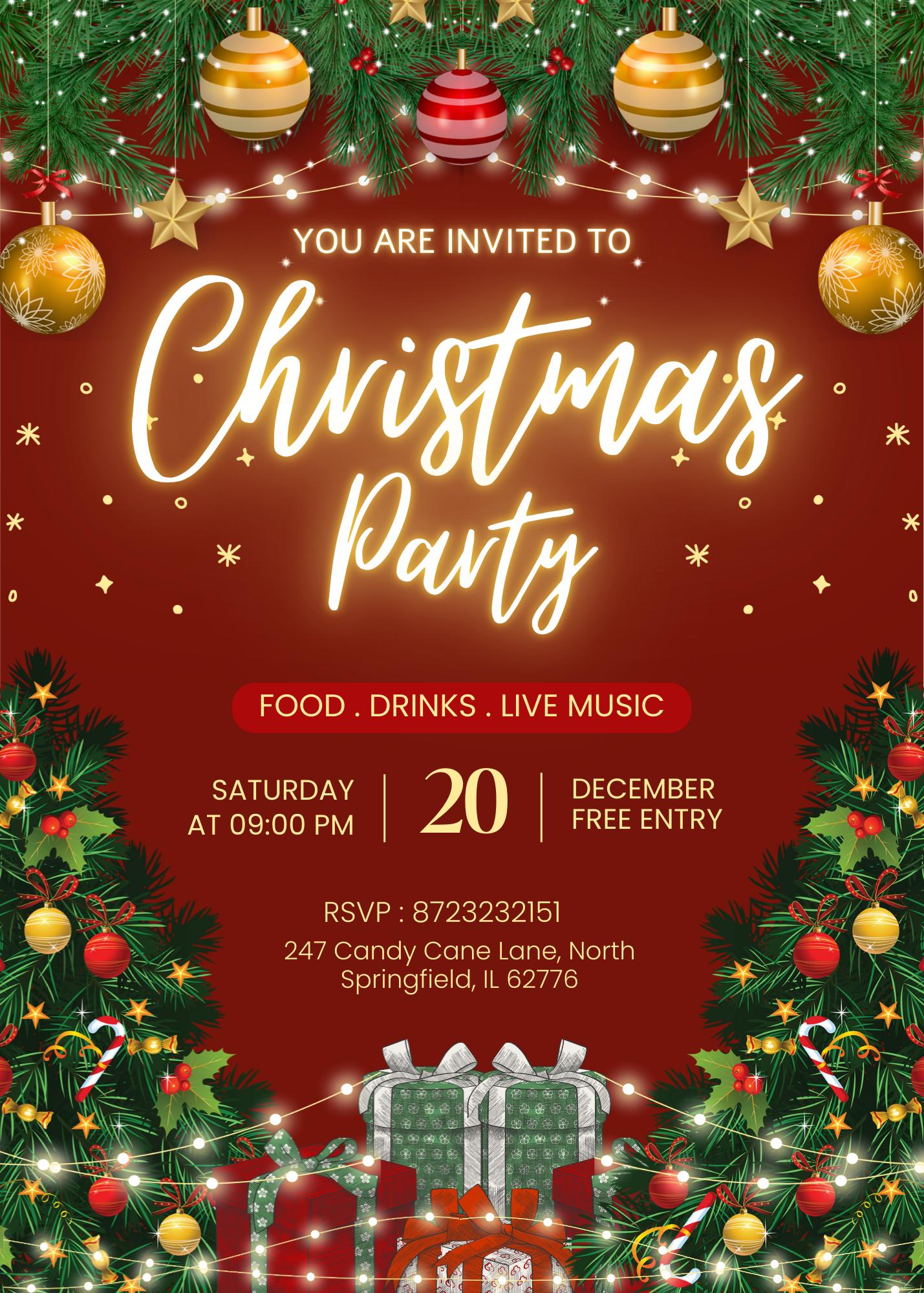 Editable Christmas Party Invitation Template Holiday Evite (Digital Download) | Loki's Shop Too