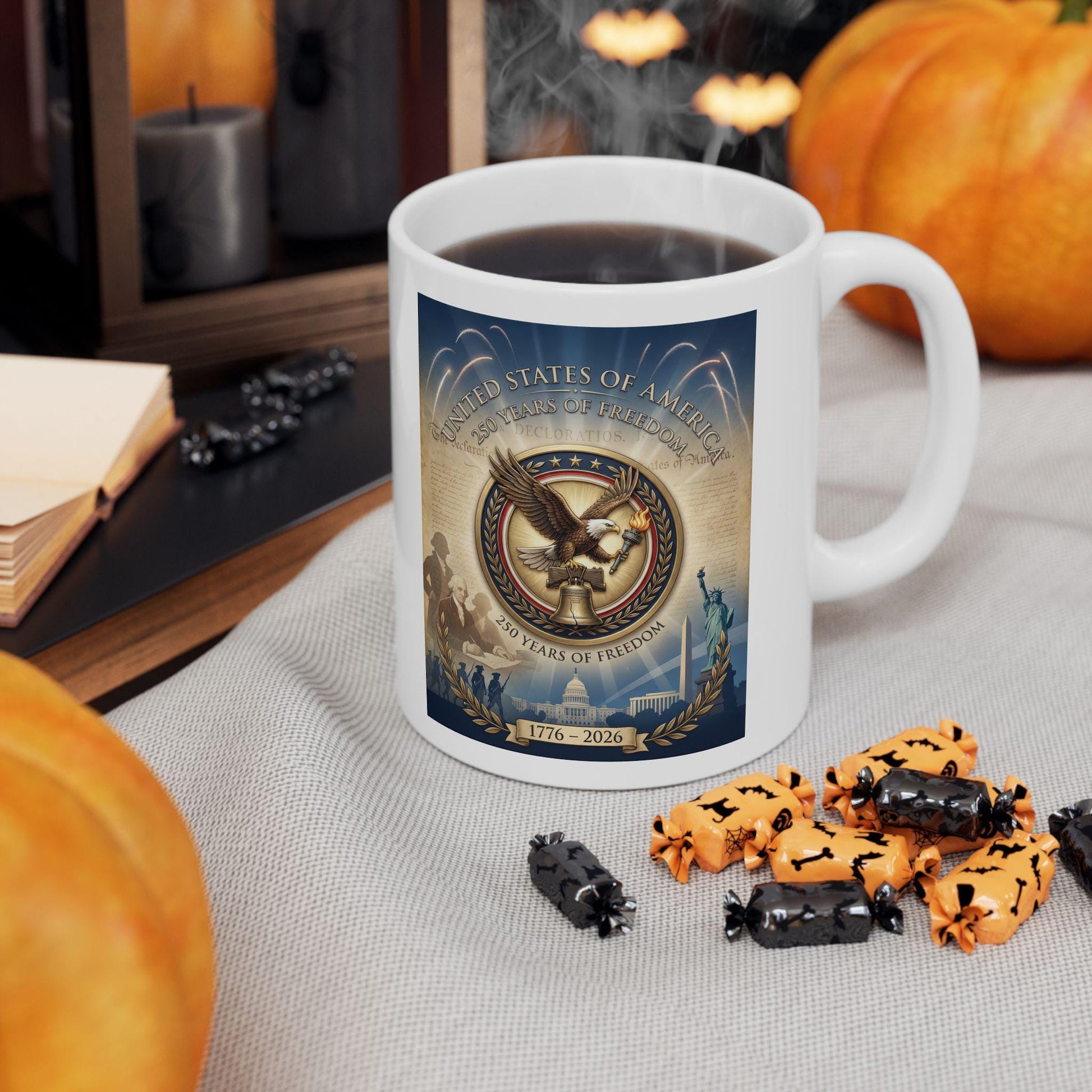America 250th Anniversary Mug | 1776 to 2026 Freedom Coffee Cup | Patriotic Eagle Liberty Bell Design | USA Semiquincentennial Gift | Loki's Shop Too