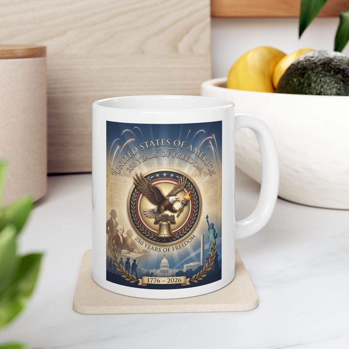 America 250th Anniversary Mug | 1776 to 2026 Freedom Coffee Cup | Patriotic Eagle Liberty Bell Design | USA Semiquincentennial Gift | Loki's Shop Too