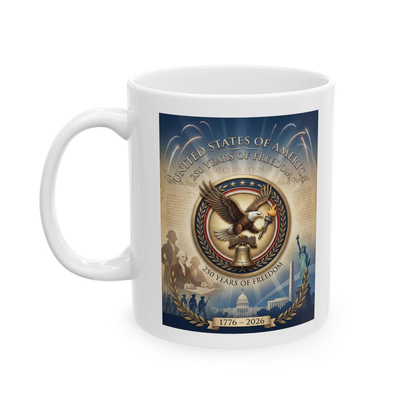 America 250th Anniversary Mug | 1776 to 2026 Freedom Coffee Cup | Patriotic Eagle Liberty Bell Design | USA Semiquincentennial Gift | Loki's Shop Too