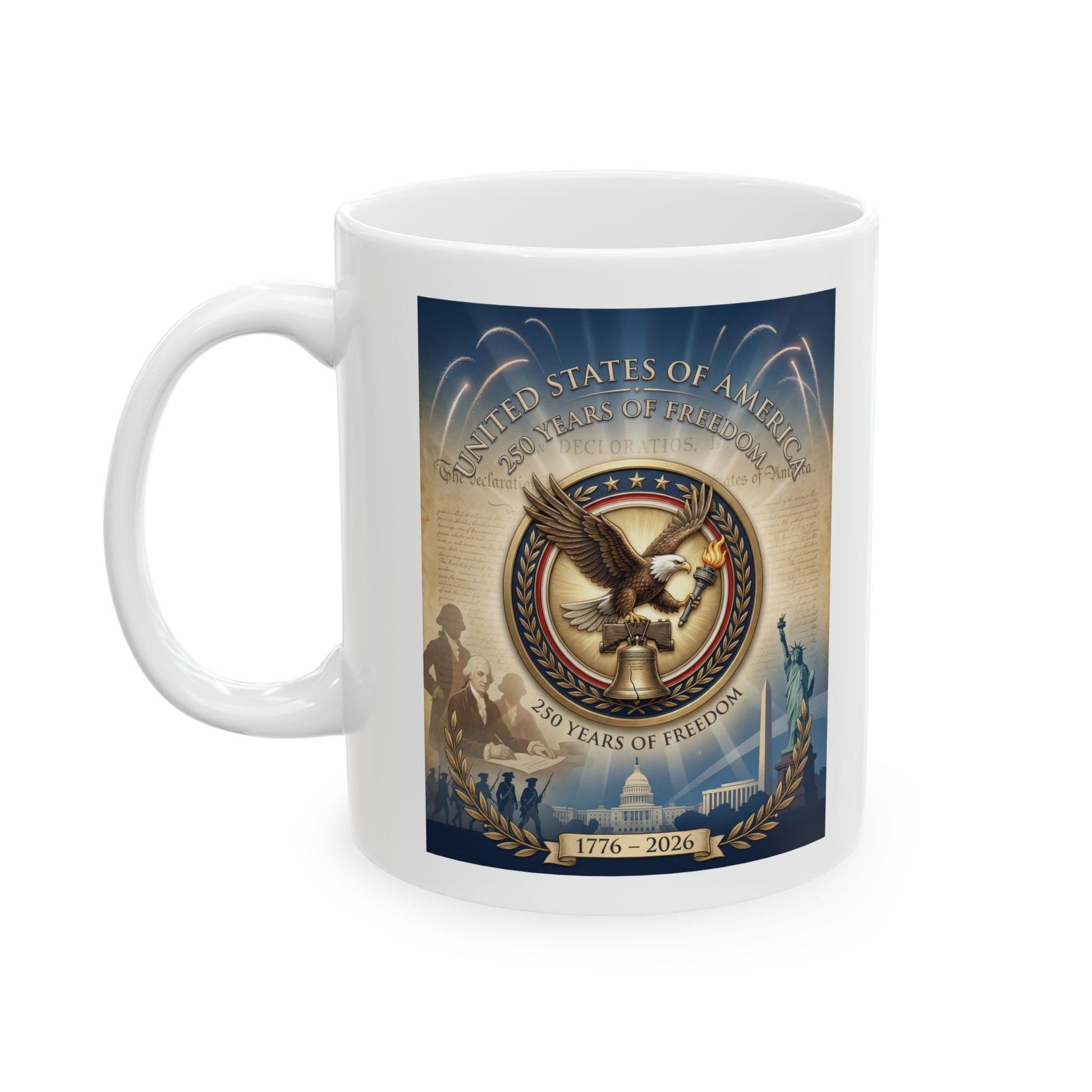 America 250th Anniversary Mug | 1776 to 2026 Freedom Coffee Cup | Patriotic Eagle Liberty Bell Design | USA Semiquincentennial Gift | Loki's Shop Too