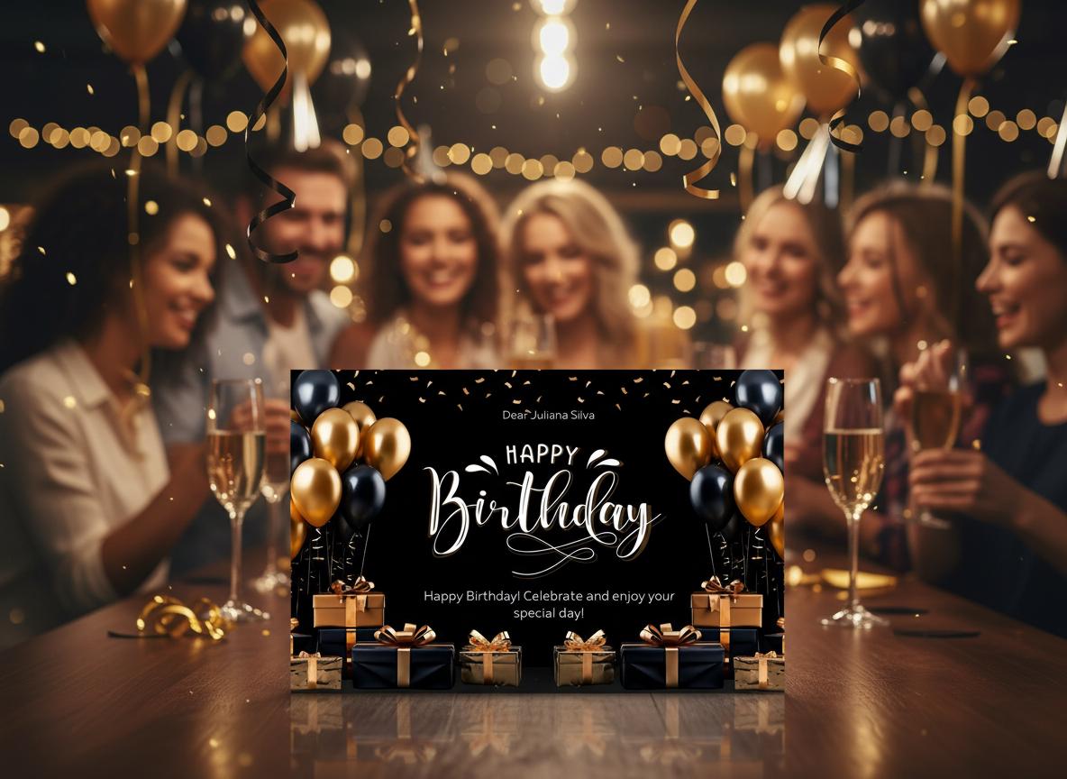 Black and Gold Digital Birthday Card | Editable Canva Template | Send by Email or Text | Instant Download | Loki's Shop Too