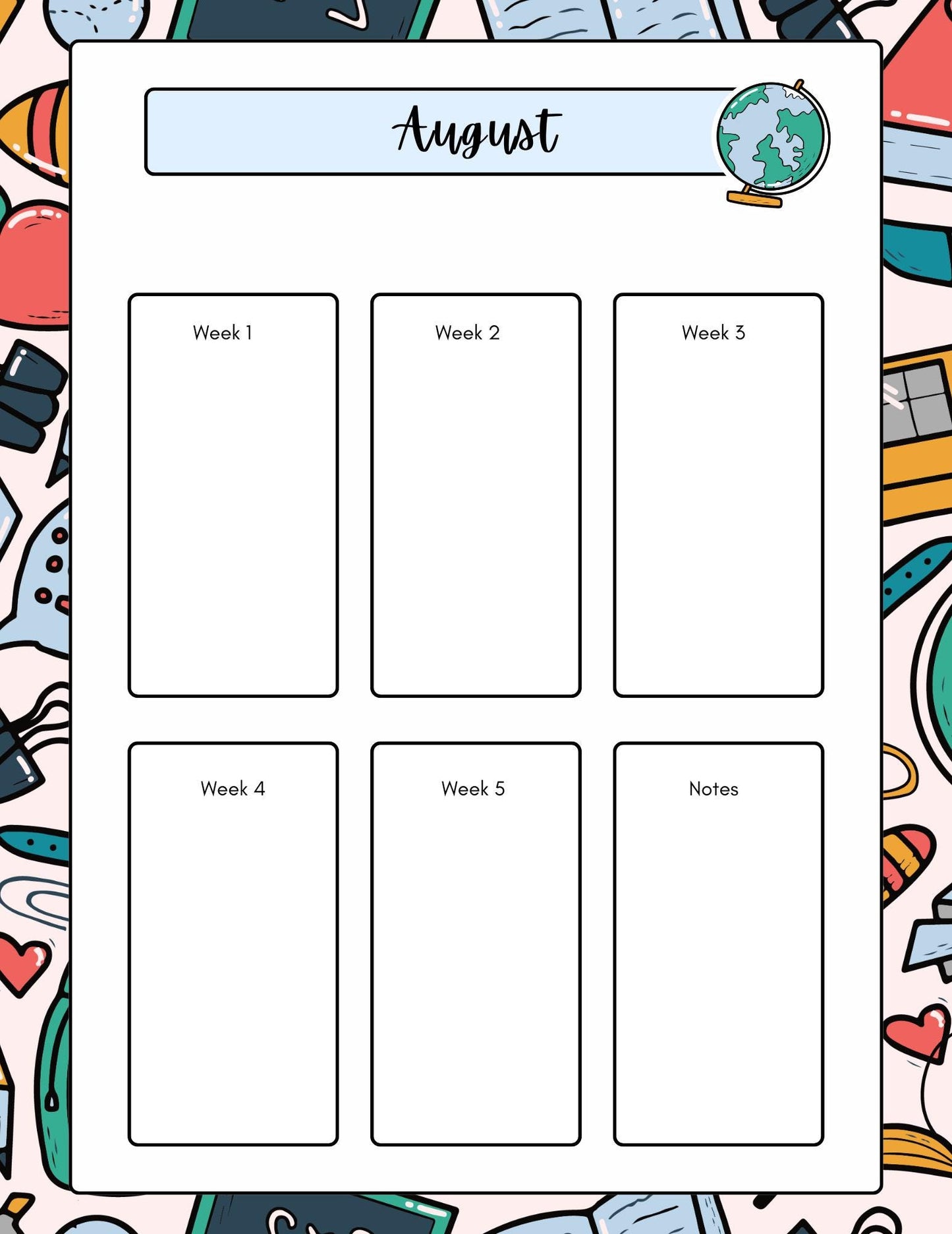 2026 Teacher Planner – Green and Blue Doodle Style | Printable Digital Download | Loki's Shop Too