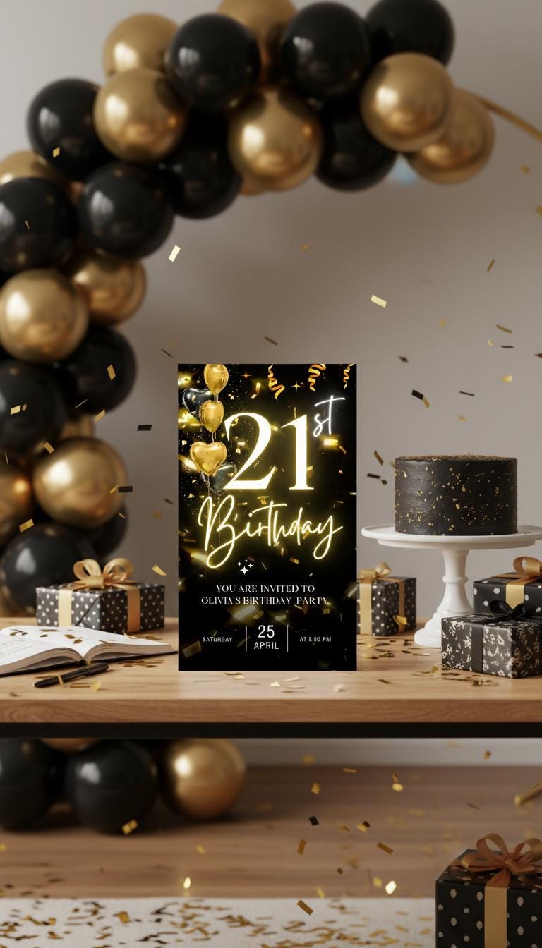 Animated 21st Birthday eCard | Editable Canva Template (Digital Download) | Loki's Shop Too