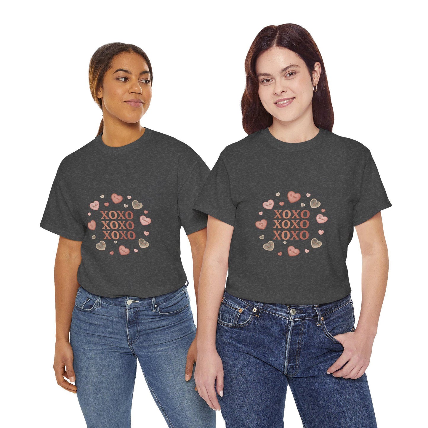 XOXO Hearts Valentine Kiss Tee | Pink Heart Circle | Loki's Shop Too