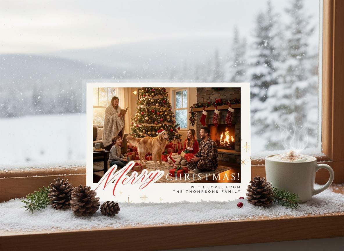 Editable Photo Christmas Card Template Printable Holiday Card (Digital Download) | Loki's Shop Too