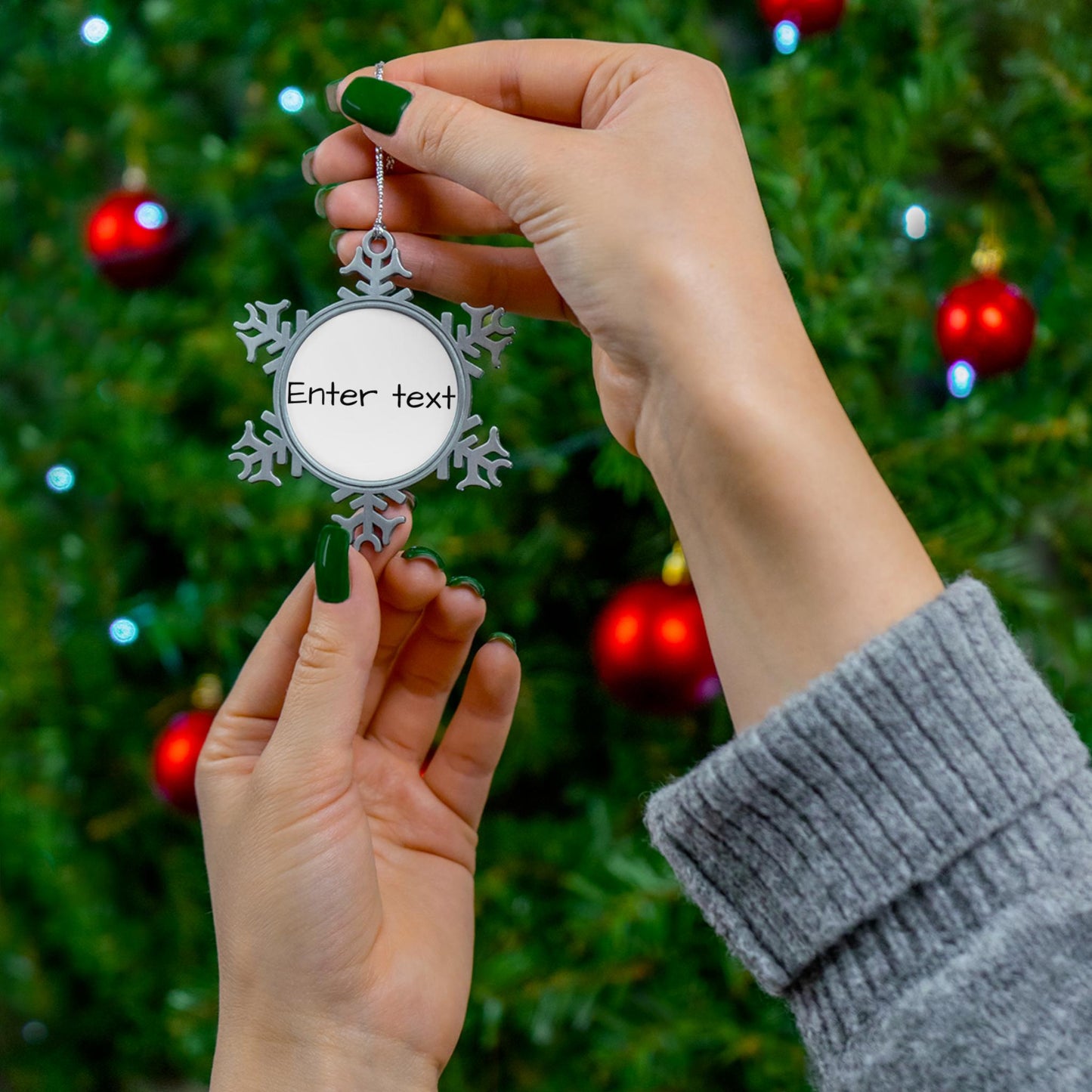 Personalized Pewter Snowflake Christmas Ornament Custom Winter Decor | Loki's Shop Too