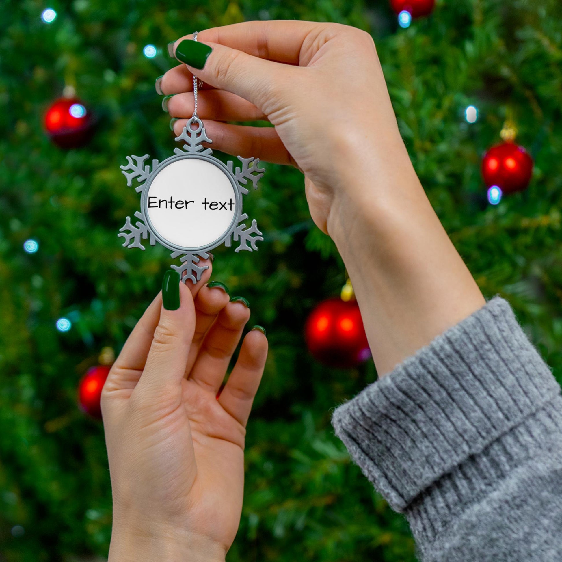 Personalized Pewter Snowflake Christmas Ornament Custom Winter Decor | Loki's Shop Too