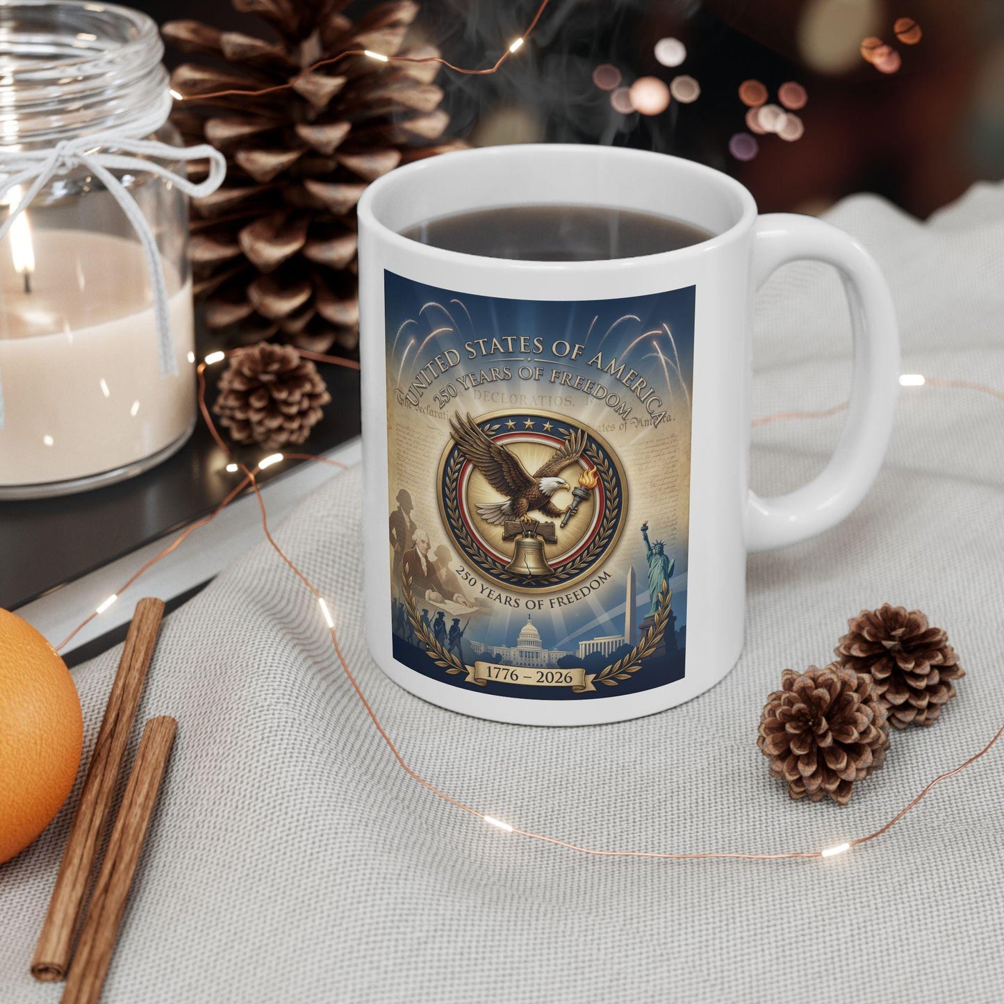 America 250th Anniversary Mug | 1776 to 2026 Freedom Coffee Cup | Patriotic Eagle Liberty Bell Design | USA Semiquincentennial Gift | Loki's Shop Too