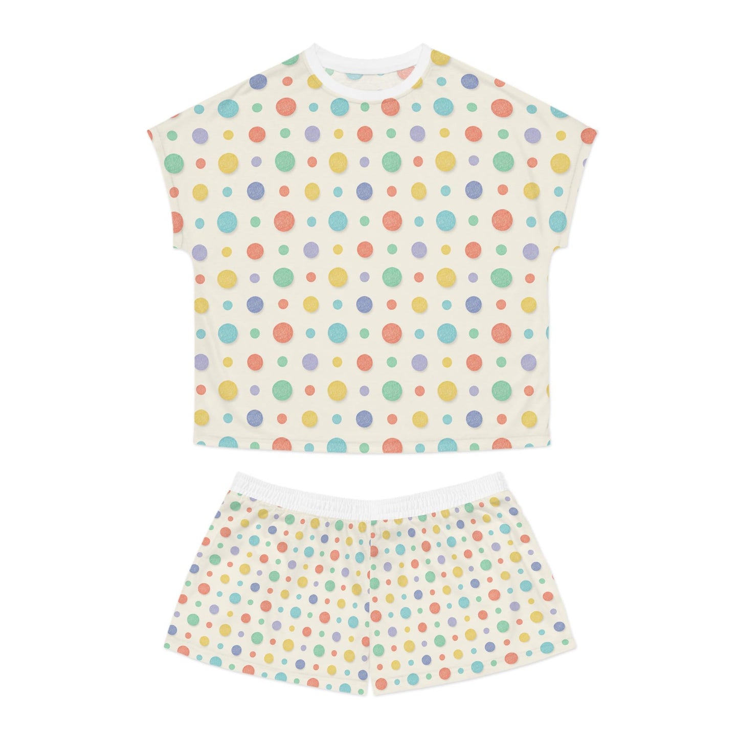 Pastel Polka Dot Short Pajama Set | Short Sleeve Top and Shorts | Loki's Shop Too