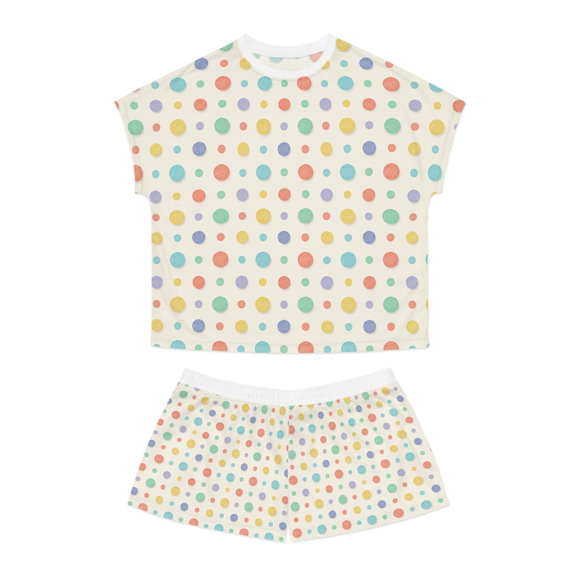 Pastel Polka Dot Short Pajama Set | Short Sleeve Top and Shorts | Loki's Shop Too
