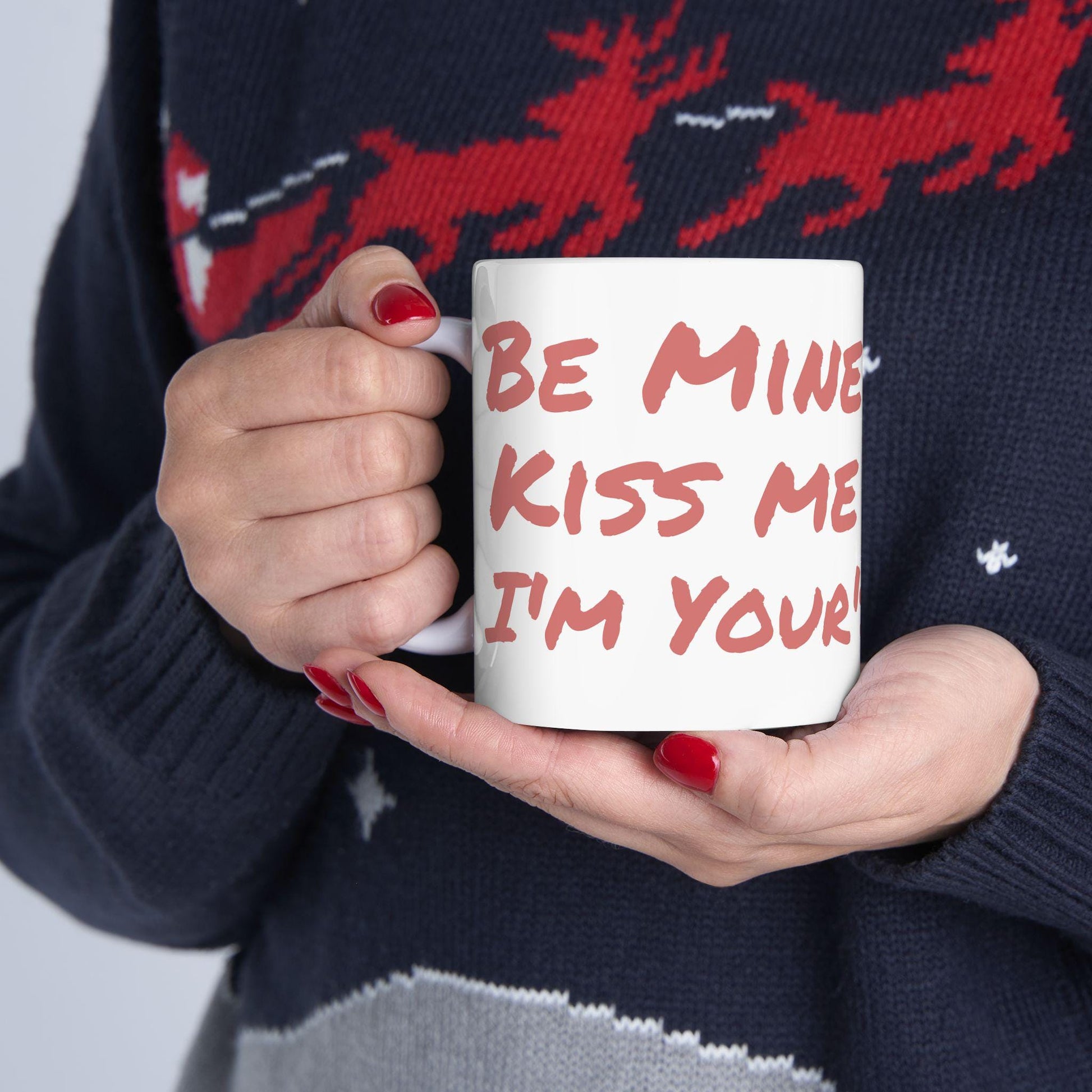 Be Mine Kiss Me I'm Yours Mug | Valentine Heart Floral Ceramic Mug | Loki's Shop Too