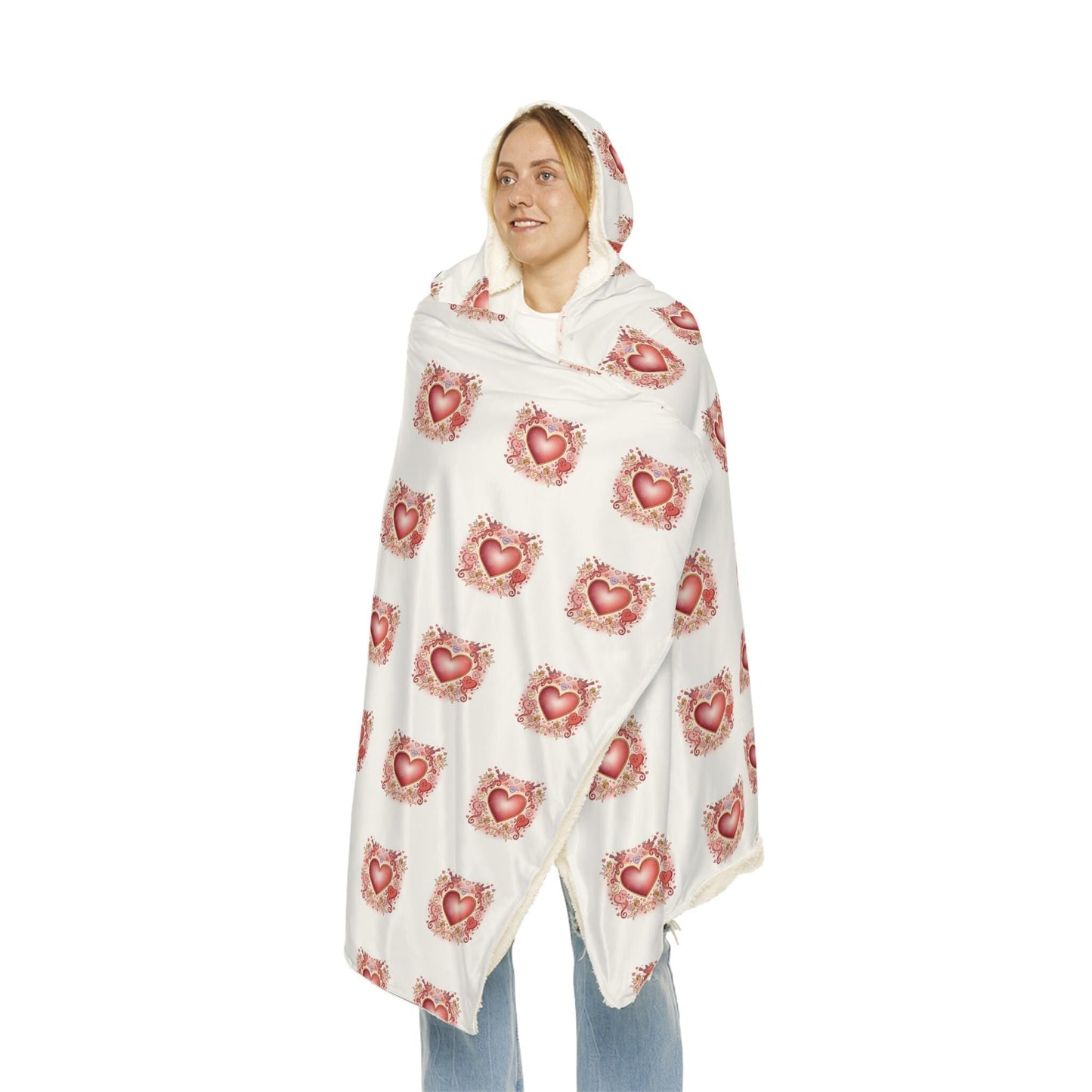 Hooded Snuggle Blanket With Hearts | Loki's Shop Too