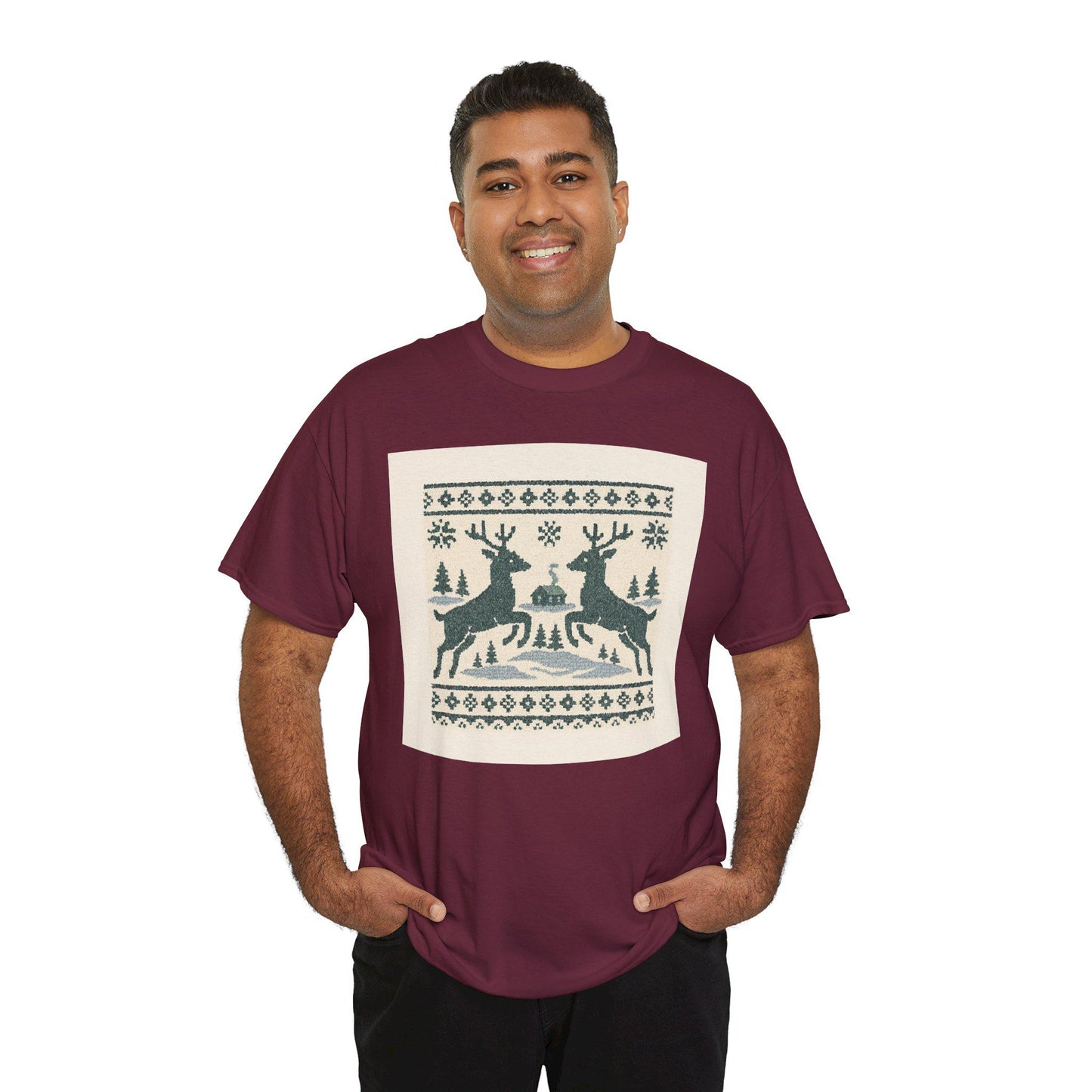 Retro Reindeer Fair Isle Christmas Tee | Loki's Shop Too