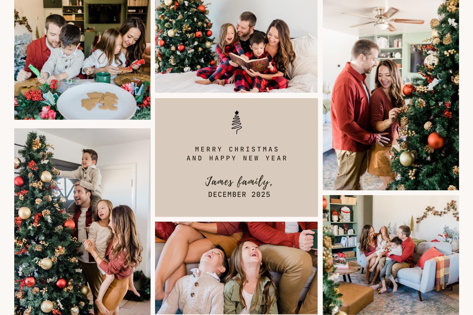 Photo Collage Christmas Card, Customizable Canva Template (Digital Download) | Loki's Shop Too
