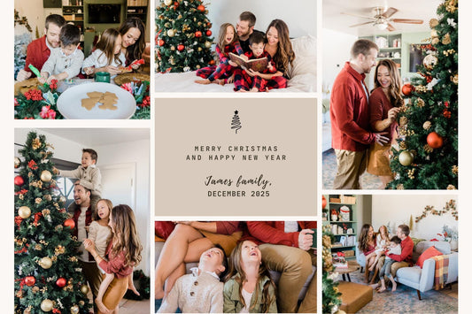 Photo Collage Christmas Card, Customizable Canva Template (Digital Download) | Loki's Shop Too