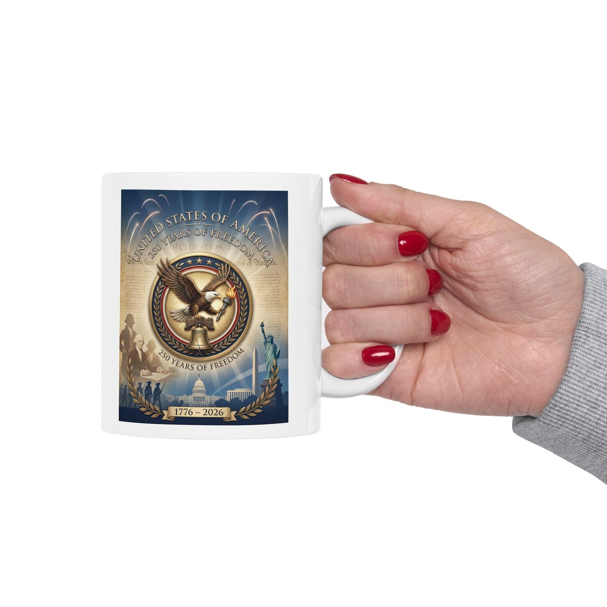 America 250th Anniversary Mug | 1776 to 2026 Freedom Coffee Cup | Patriotic Eagle Liberty Bell Design | USA Semiquincentennial Gift | Loki's Shop Too