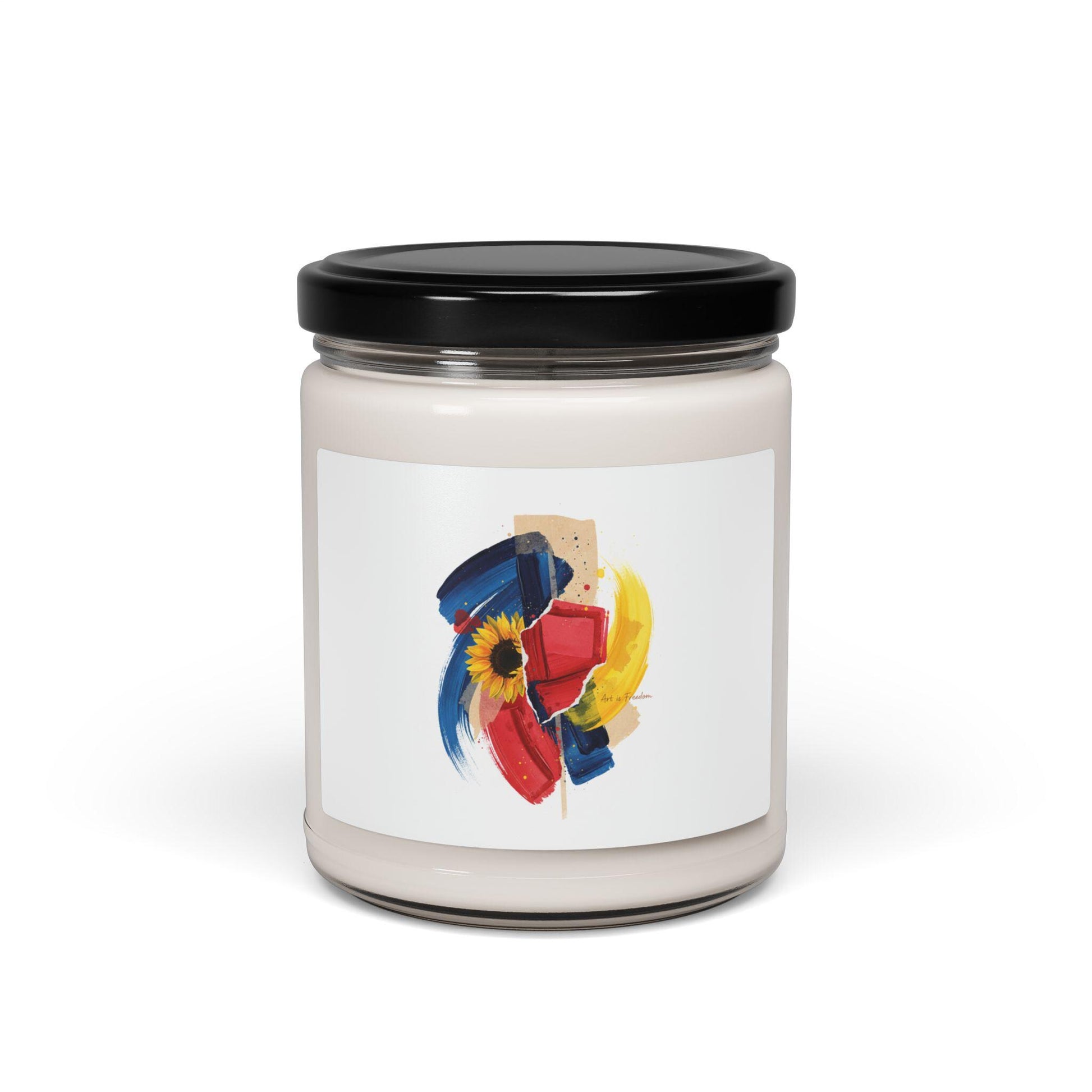 Painterly Abstract Floral Candle, Soy Jar Candle | Artsy Brushstroke Scent | Loki's Shop Too