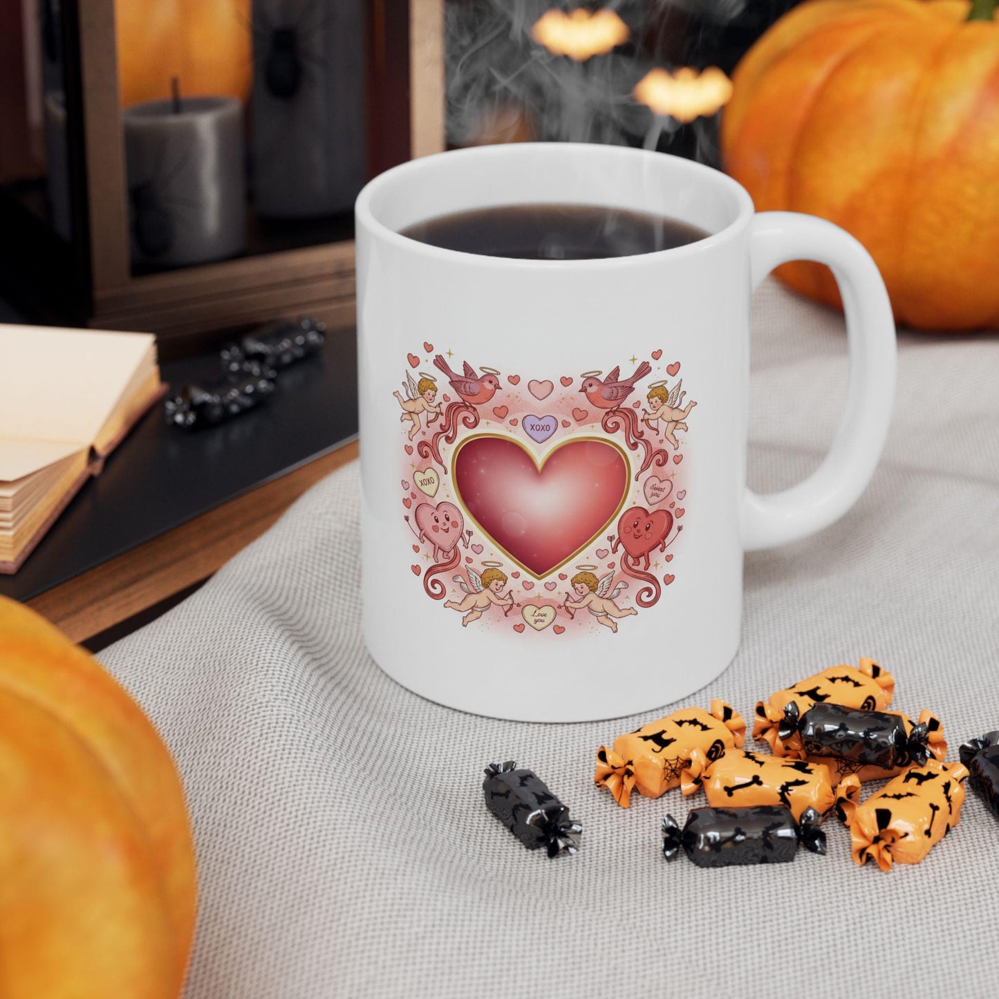 Be Mine Kiss Me I'm Yours Mug | Valentine Heart Floral Ceramic Mug | Loki's Shop Too