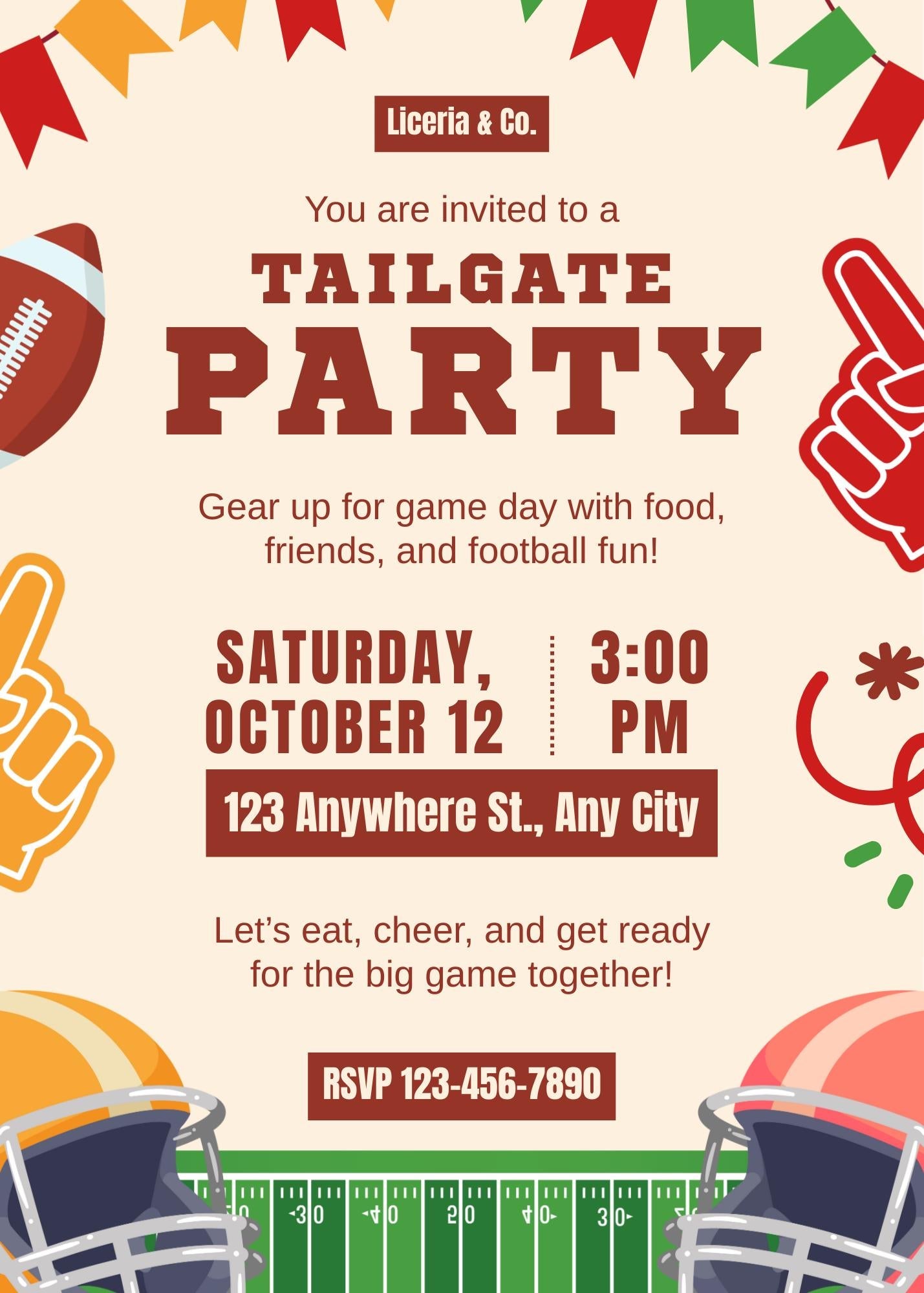 football tailgate party invitation template