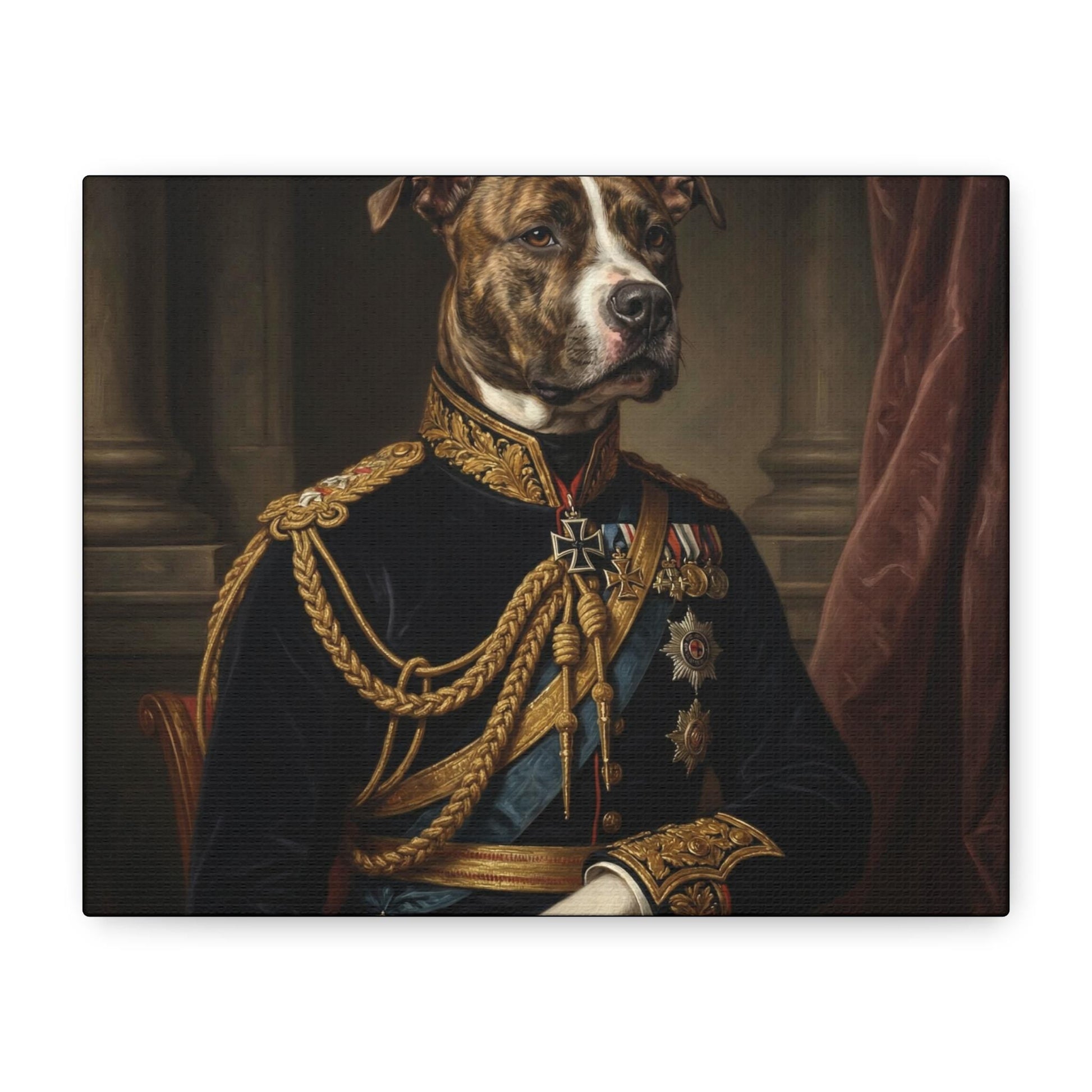 Regal Military Dog Portrait Canvas Matte Stretched Canvas | Loki's Shop Too