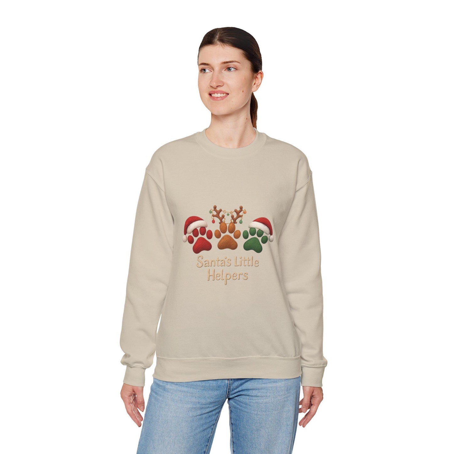 Santas Little Helpers Reindeer Paw Print Sweatshirt