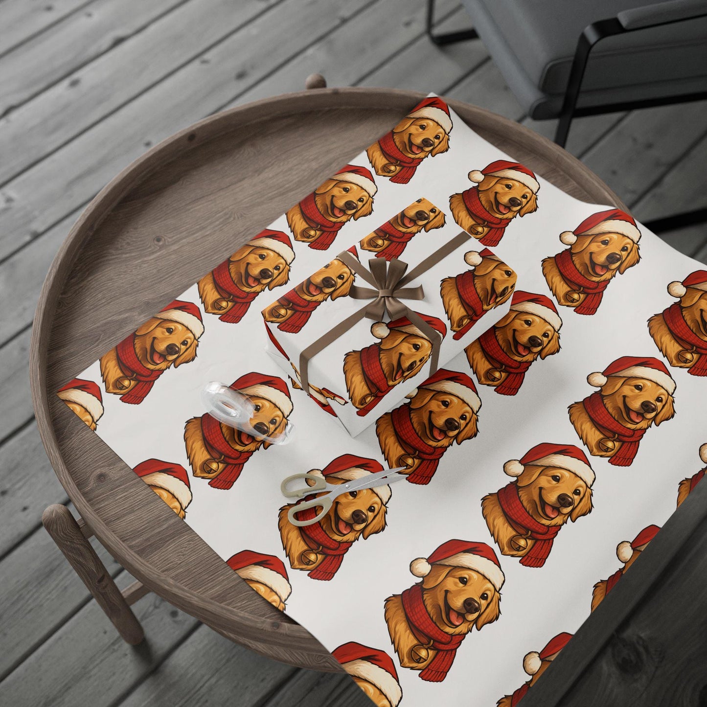 Golden Retriever Santa Wrapping Paper, Christmas Dog Gift Wrap | Loki's Shop Too