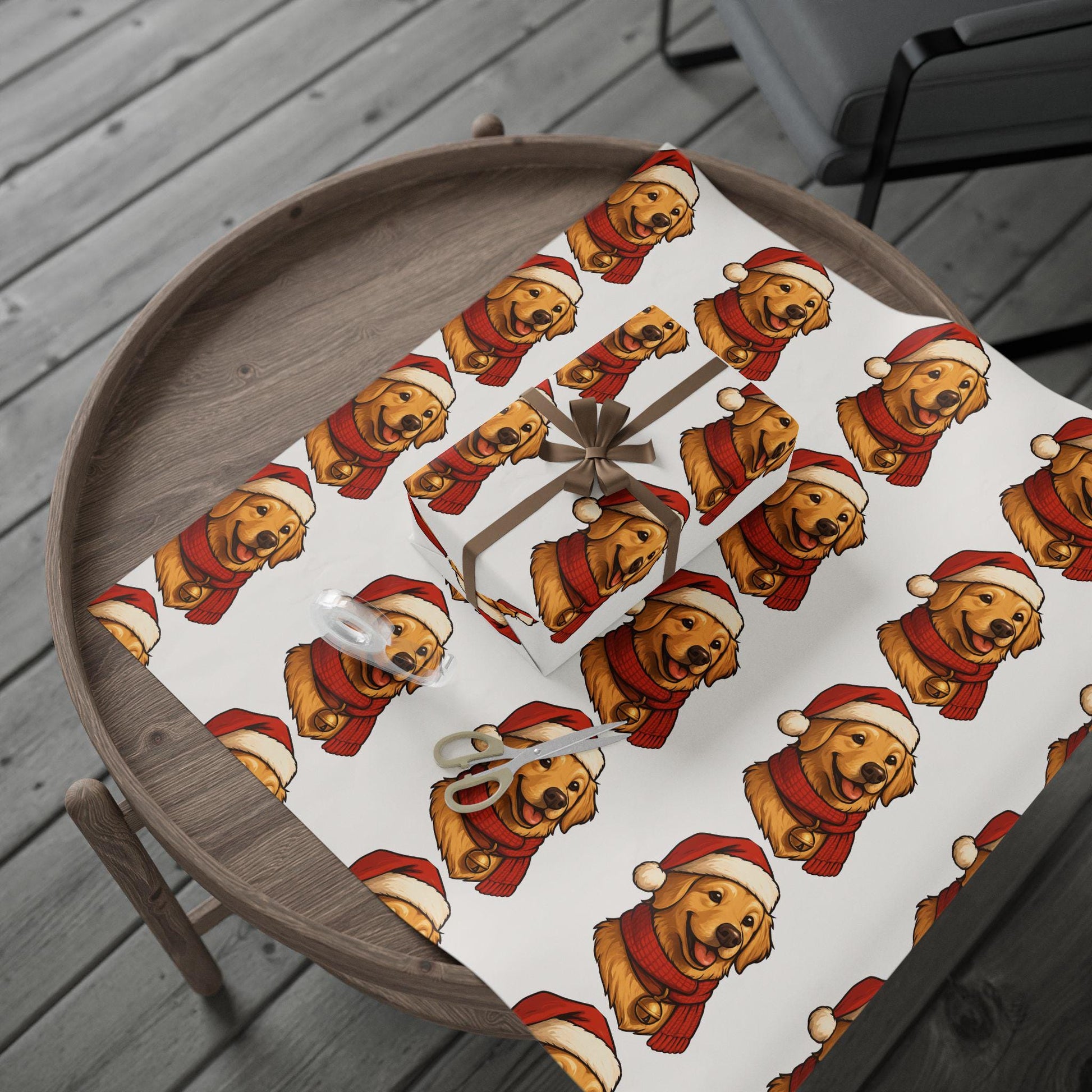 Golden Retriever Santa Wrapping Paper, Christmas Dog Gift Wrap | Loki's Shop Too