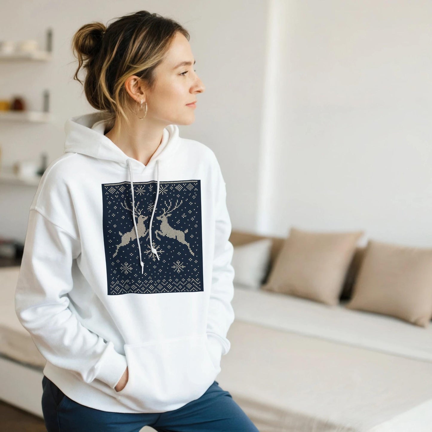 Vintage Nordic Style Pullover Hoodie Cozy Hoodie Timeless Design Sweater Clothing Warm Winter Outfit | Loki's Shop Too