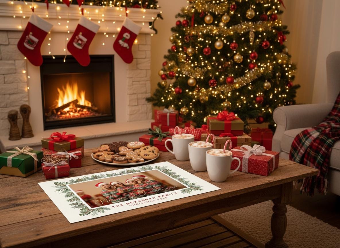 Editable Photo Christmas Card Template Festive Holiday Greeting (Digital Download) | Loki's Shop Too