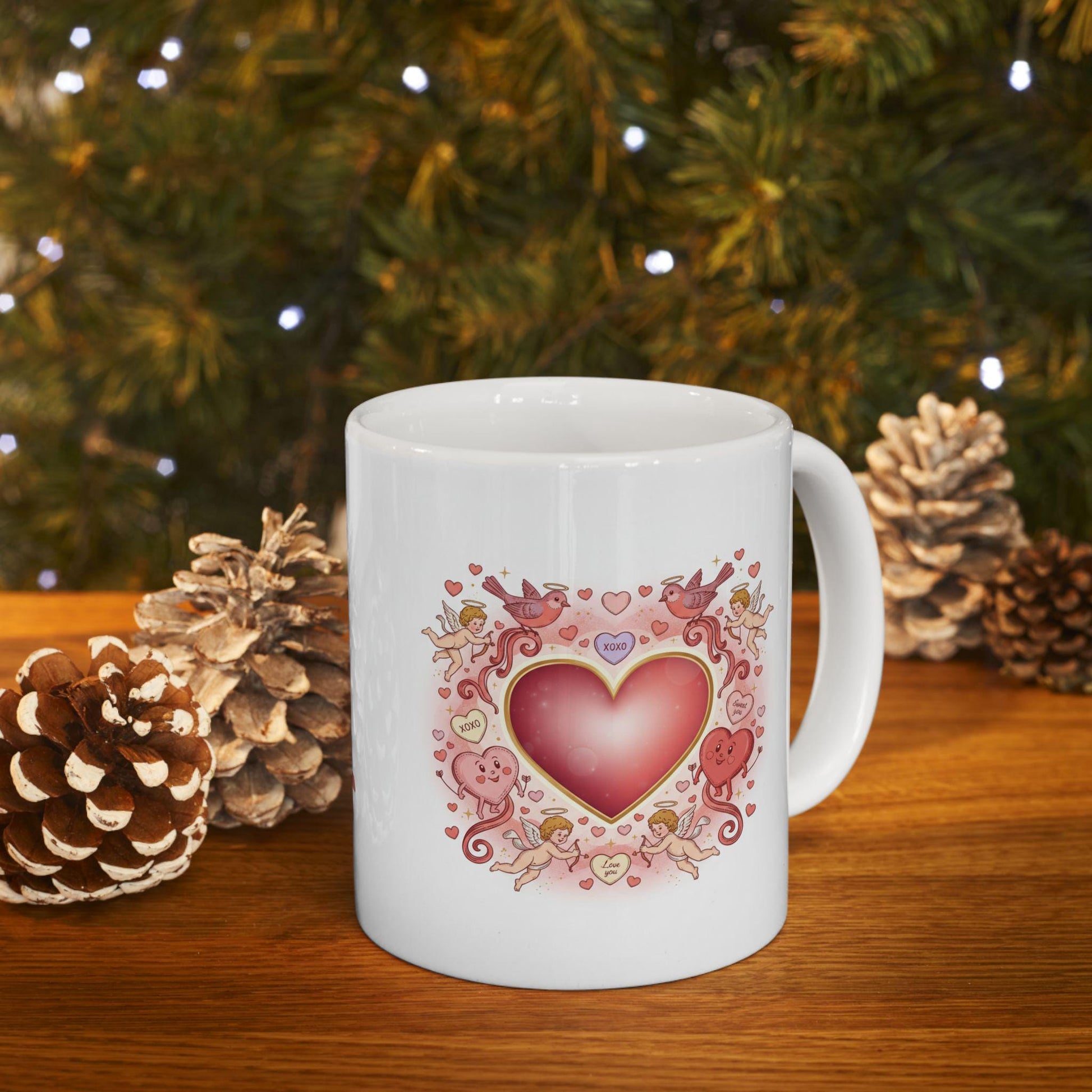 valentine heart floral ceramic mug