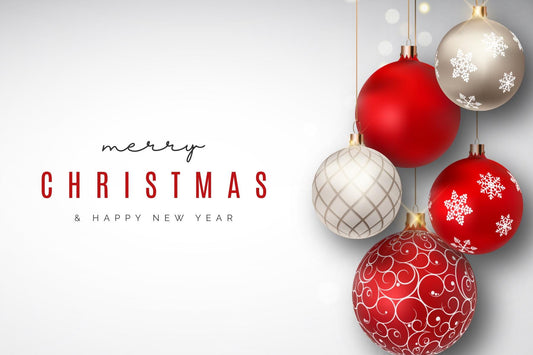 Red and Silver Ornament Christmas Card (Digital Download) | Loki's Shop Too