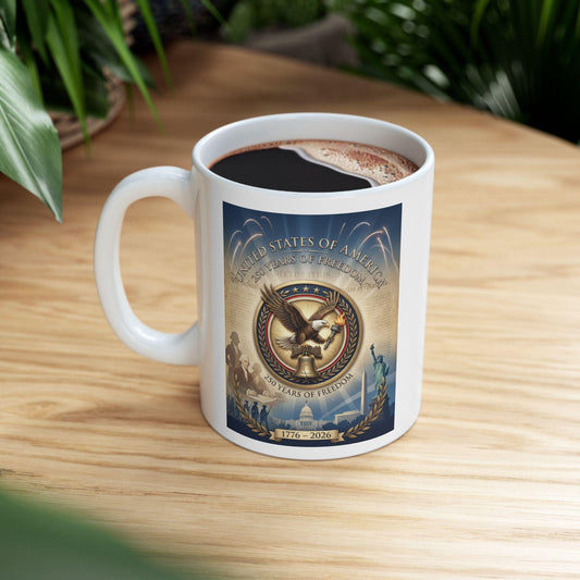 America 250th Anniversary Mug | 1776 to 2026 Freedom Coffee Cup | Patriotic Eagle Liberty Bell Design | USA Semiquincentennial Gift | Loki's Shop Too