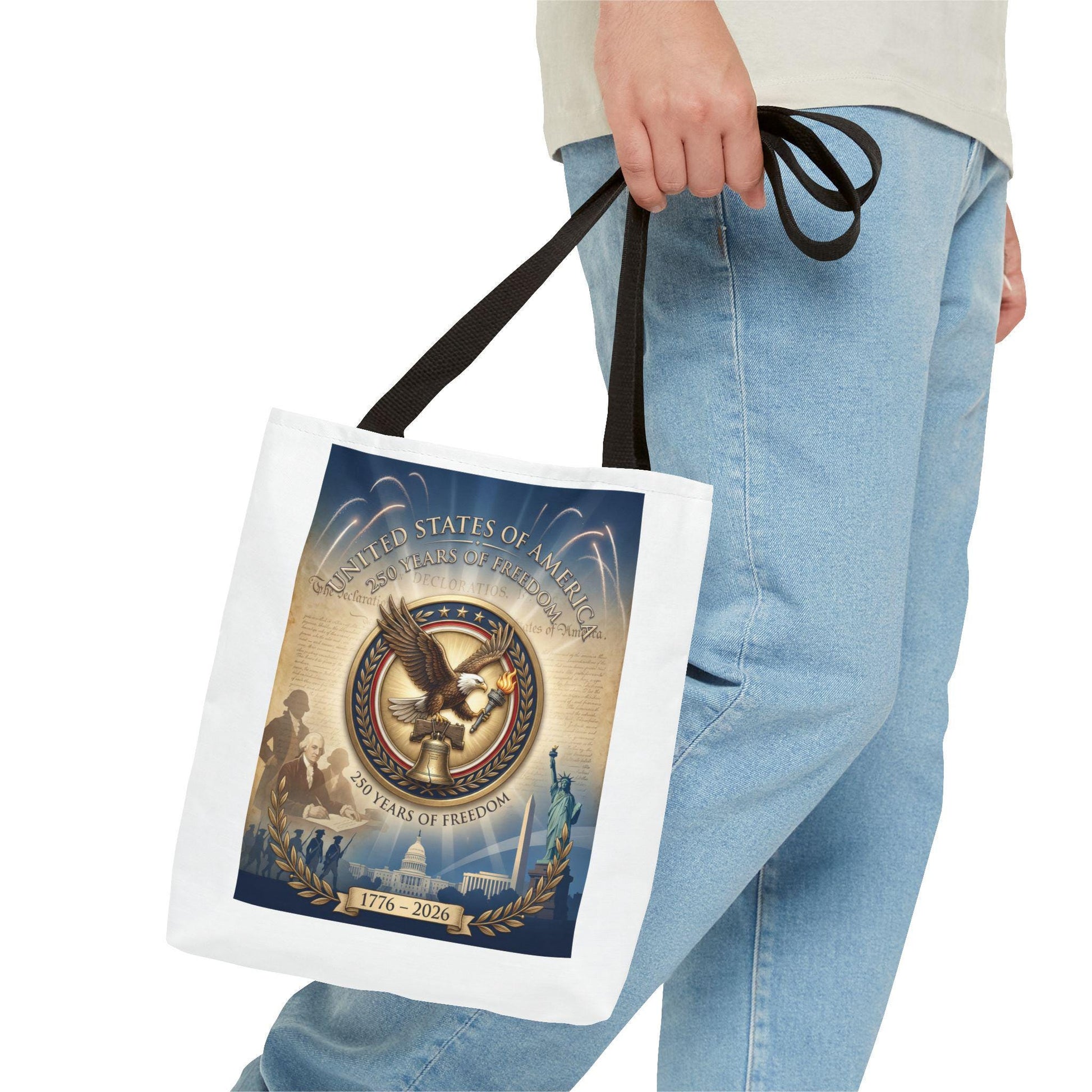 America 250th Anniversary Tote Bag | 1776–2026 USA 250 Years of Freedom Tote | Patriotic Eagle Liberty Bell Design | Loki's Shop Too