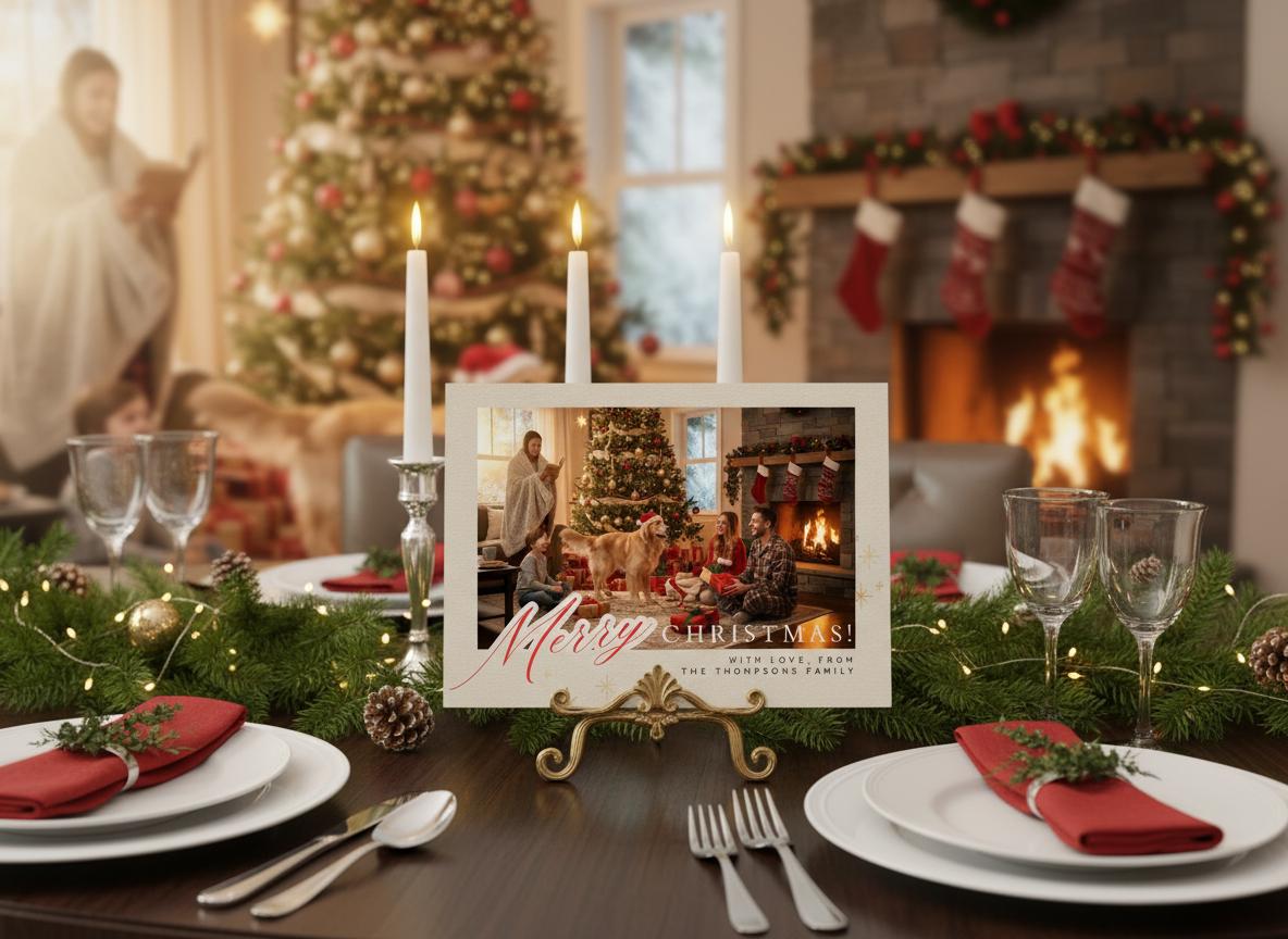 Editable Photo Christmas Card Template Printable Holiday Card (Digital Download)