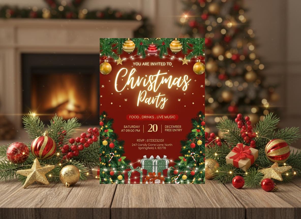 editable christmas party invitation template holiday evite