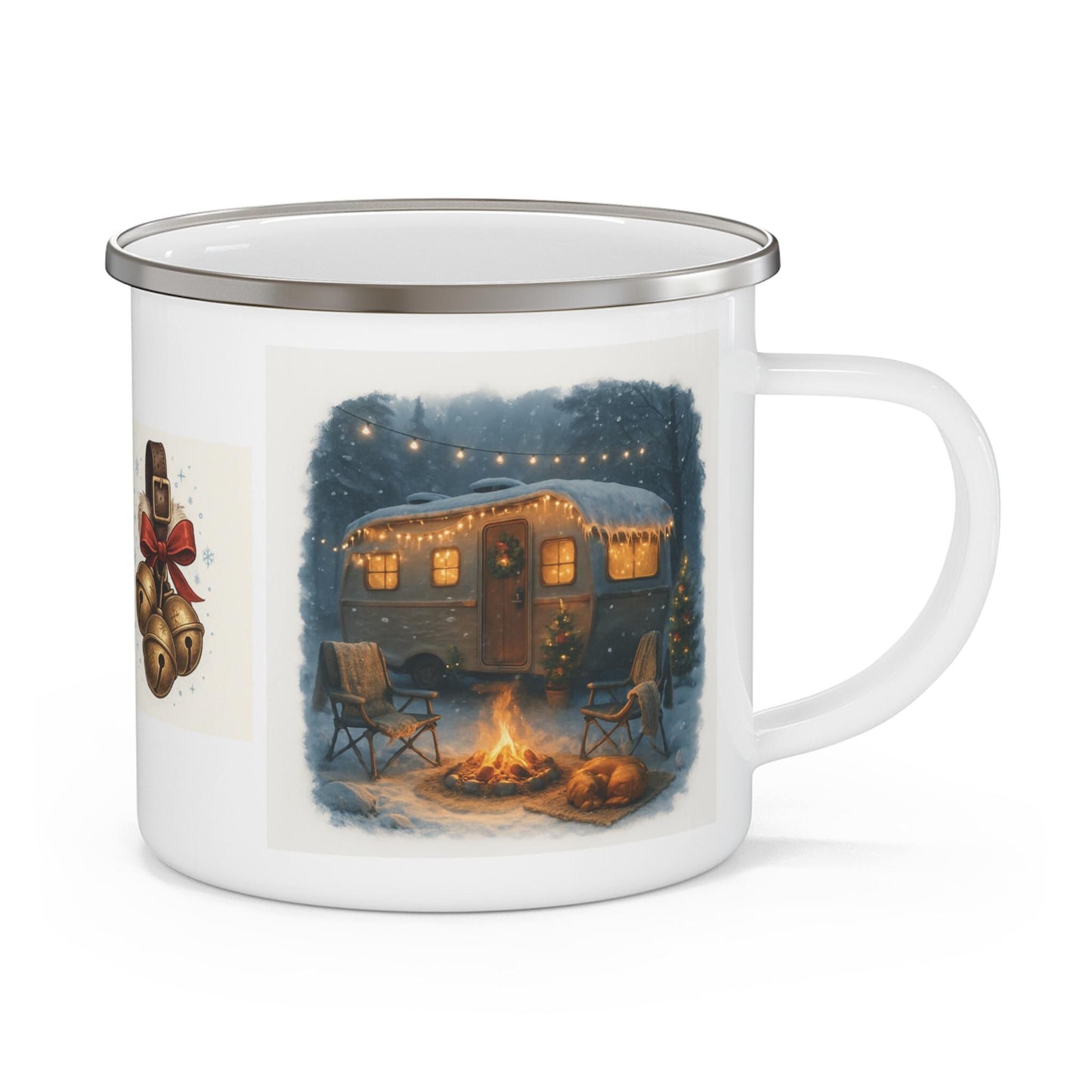 Winter Camping Enamel Mug Christmas Camper Cozy Cabin | Loki's Shop Too