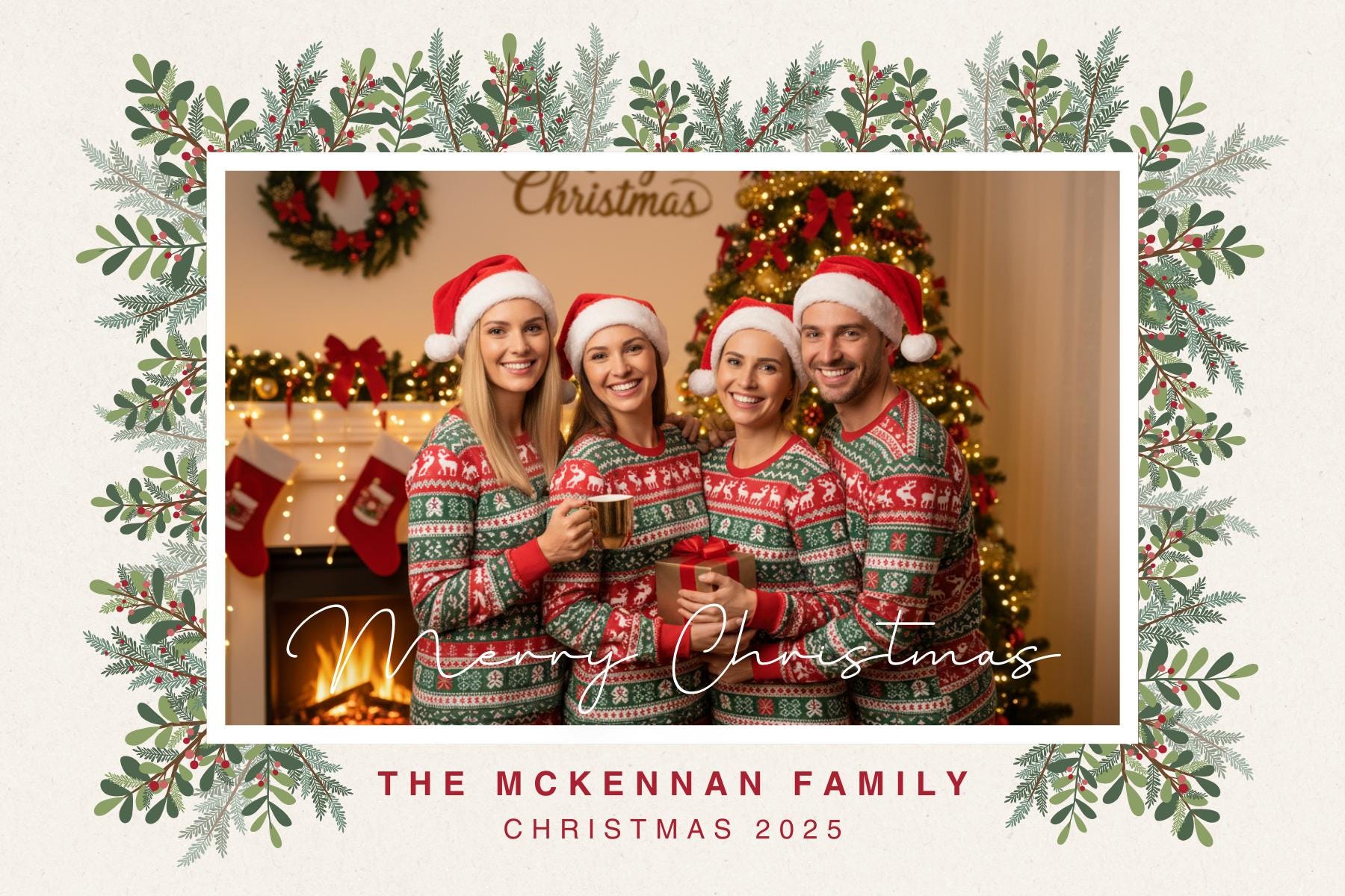 Editable Photo Christmas Card Template Festive Holiday Greeting (Digital Download) | Loki's Shop Too