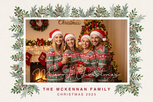 Editable Photo Christmas Card Template Festive Holiday Greeting (Digital Download) | Loki's Shop Too