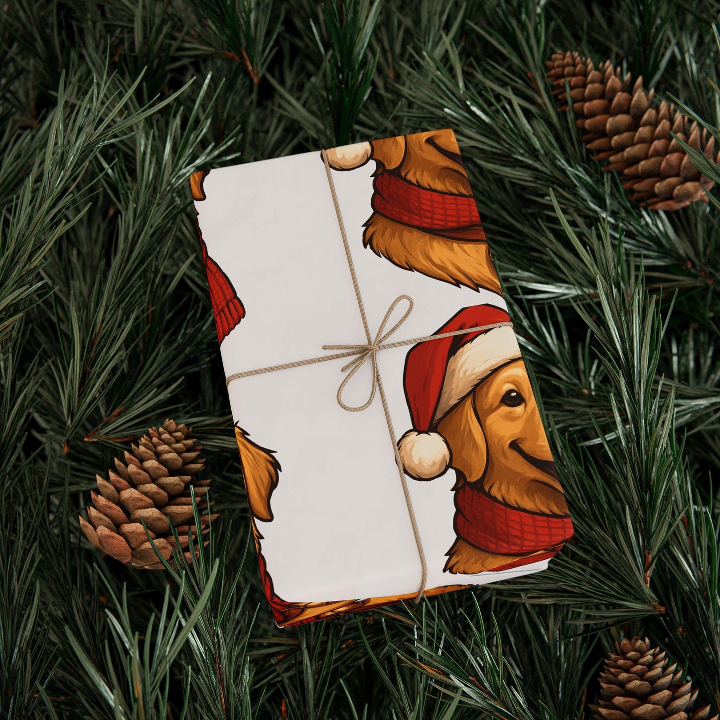 Golden Retriever Santa Wrapping Paper, Christmas Dog Gift Wrap | Loki's Shop Too