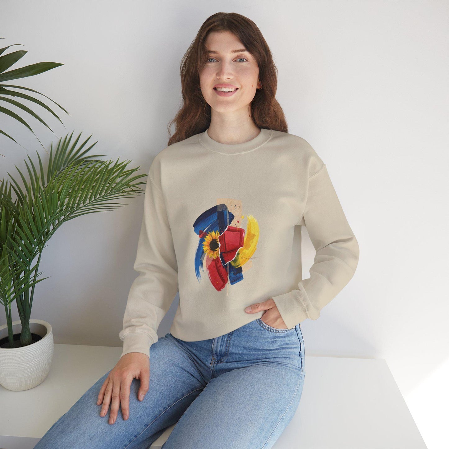 Painterly Abstract Floral Crewneck Sweatshirt | Artsy Brushstroke Graphic | Loki's Shop Too