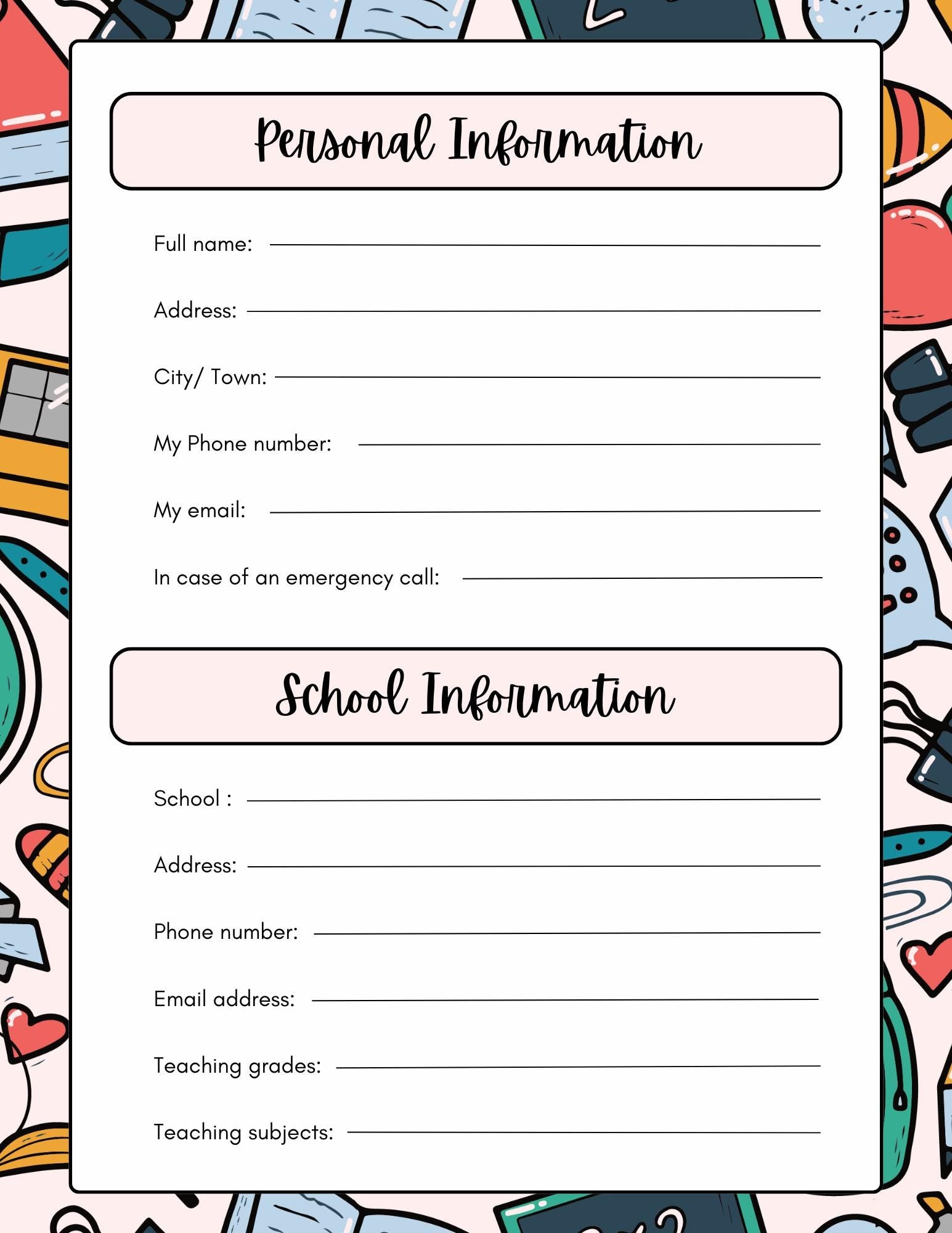 2026 Teacher Planner – Green and Blue Doodle Style | Printable Digital Download | Loki's Shop Too