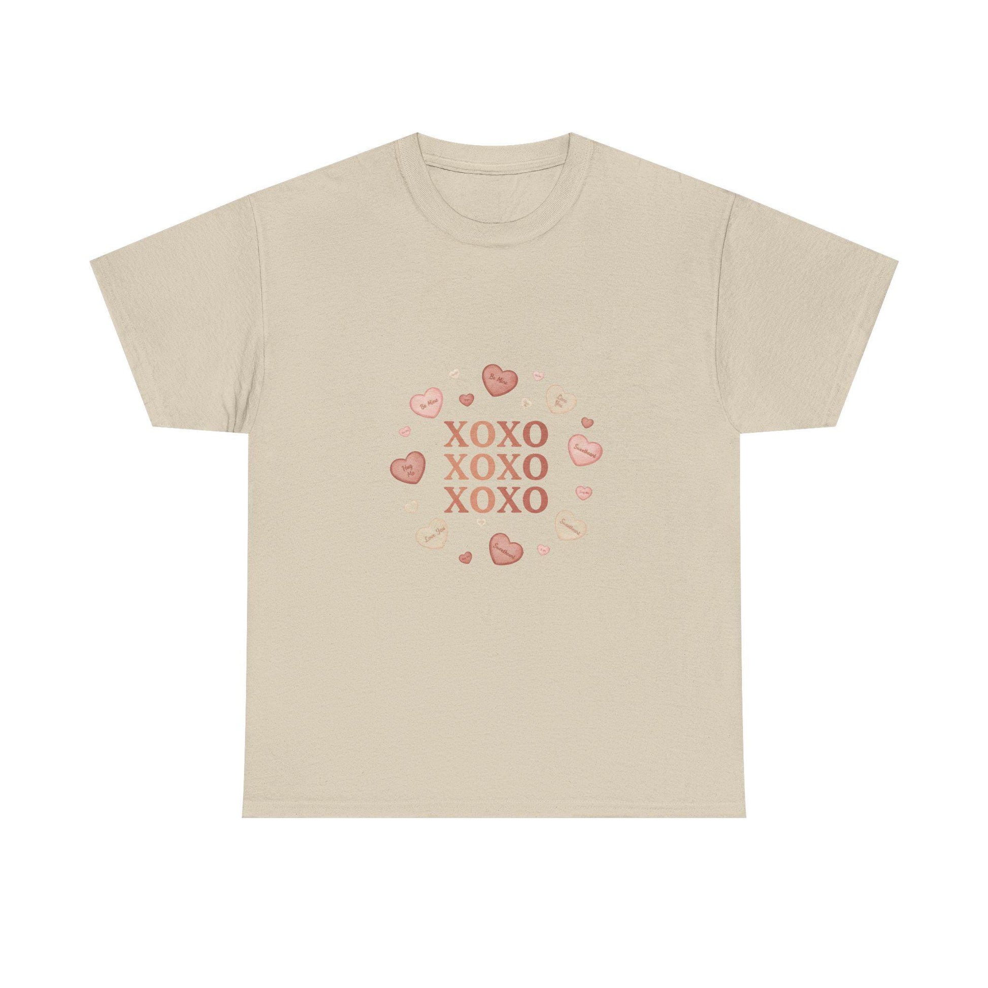 XOXO Hearts Valentine Kiss Tee | Pink Heart Circle | Loki's Shop Too