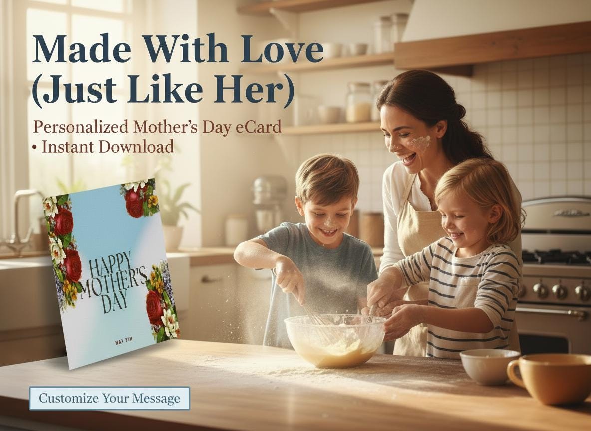 Editable Mother's Day eCard | Personalized Mom Greeting (Digital Download) | Loki's Shop Too