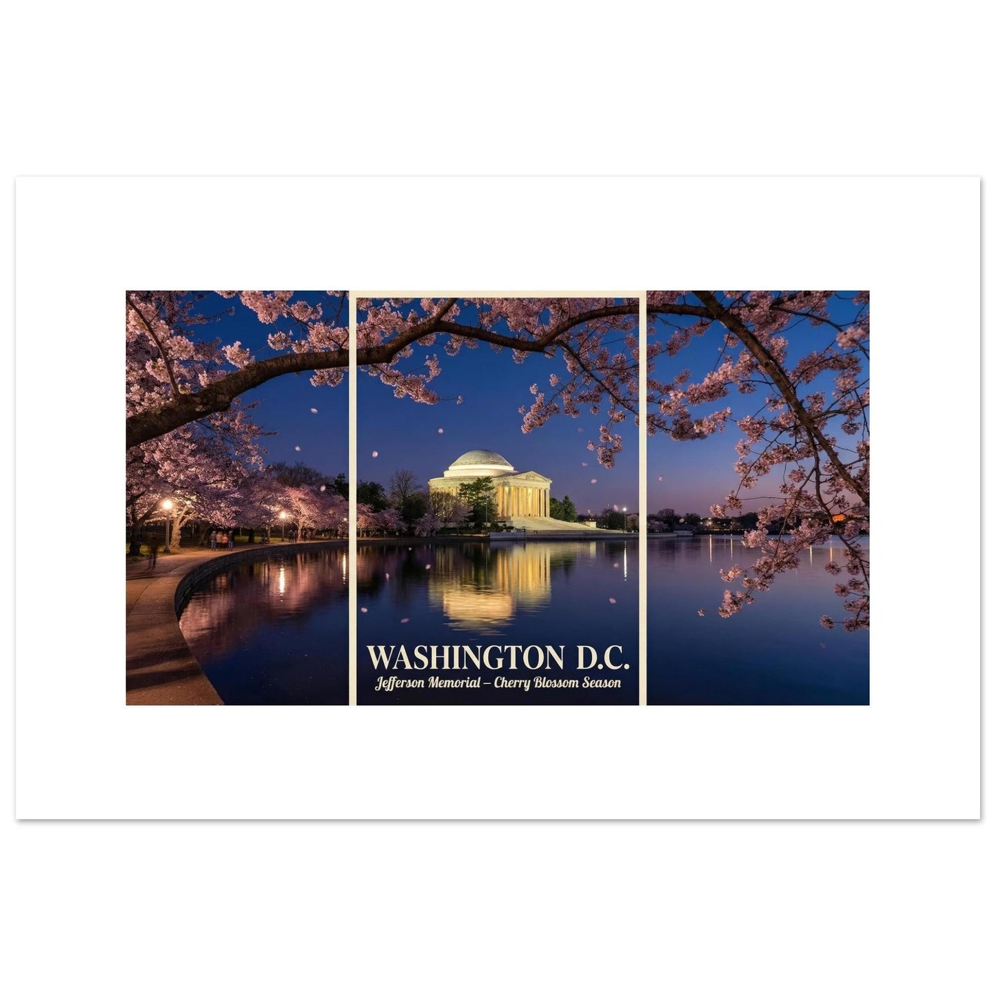 Washington DC Jefferson Memorial Cherry Blossoms Dusk Fine Art Print (Giclée Poster) | Loki's Shop Too