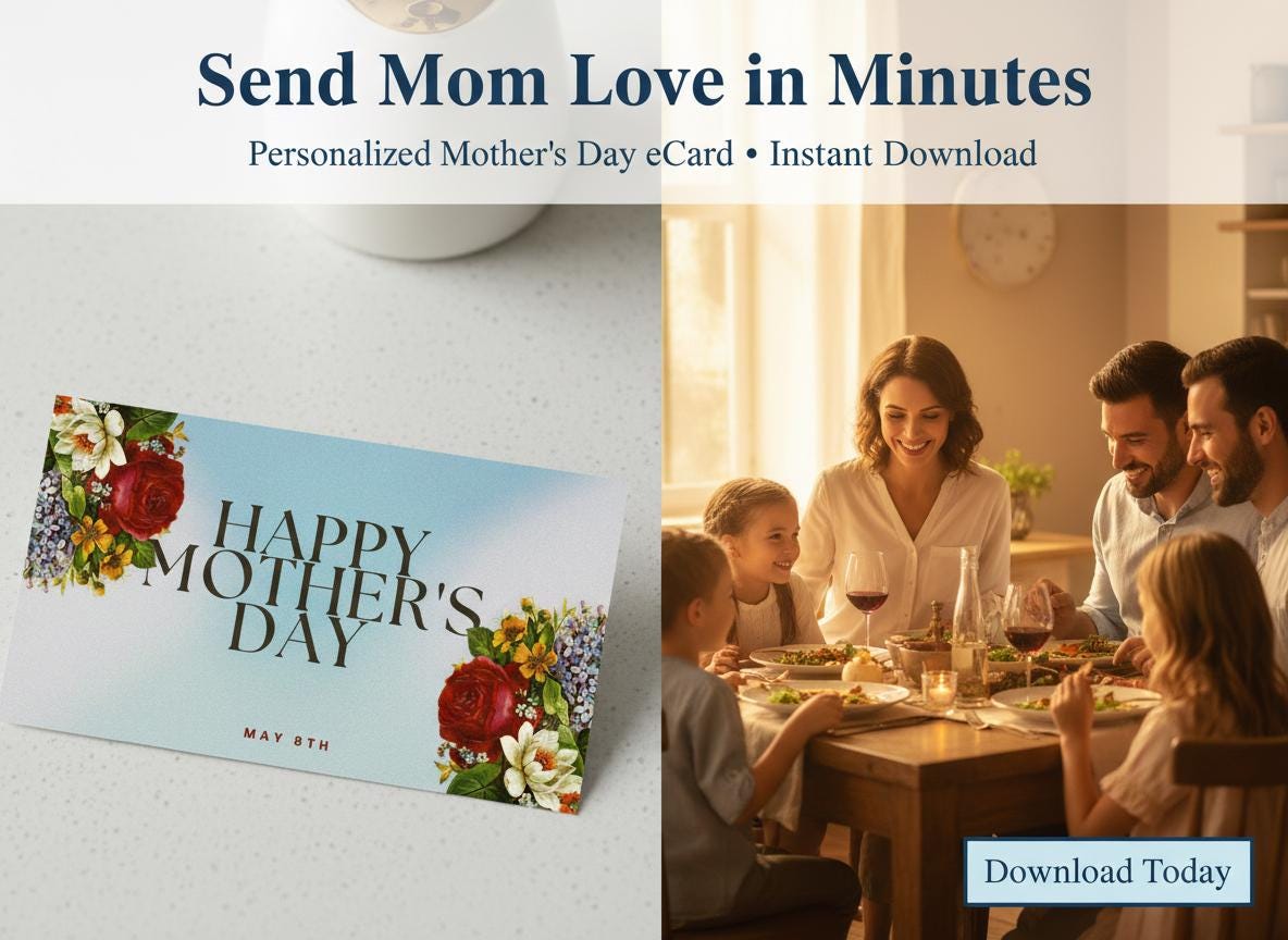 Editable Mother's Day eCard | Personalized Mom Greeting (Digital Download) | Loki's Shop Too