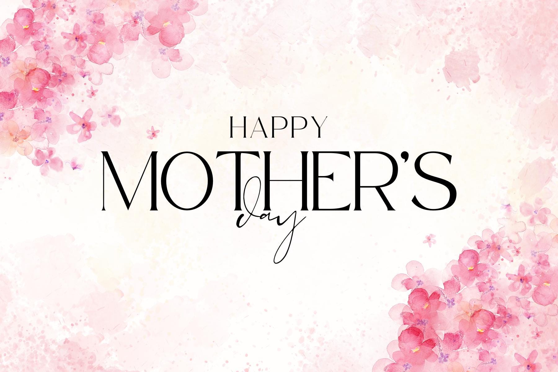 Pink Floral Watercolor Mother's Day Card | Instant Download eCard | Loki's Shop Too