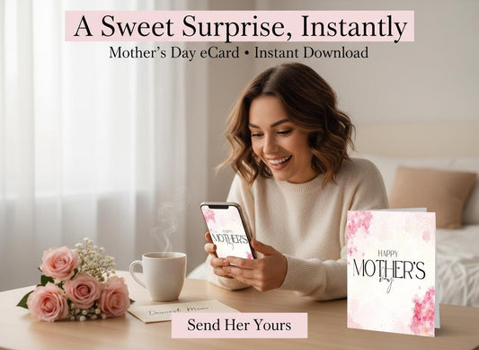 Pink Floral Watercolor Mother's Day Card | Instant Download eCard | Loki's Shop Too