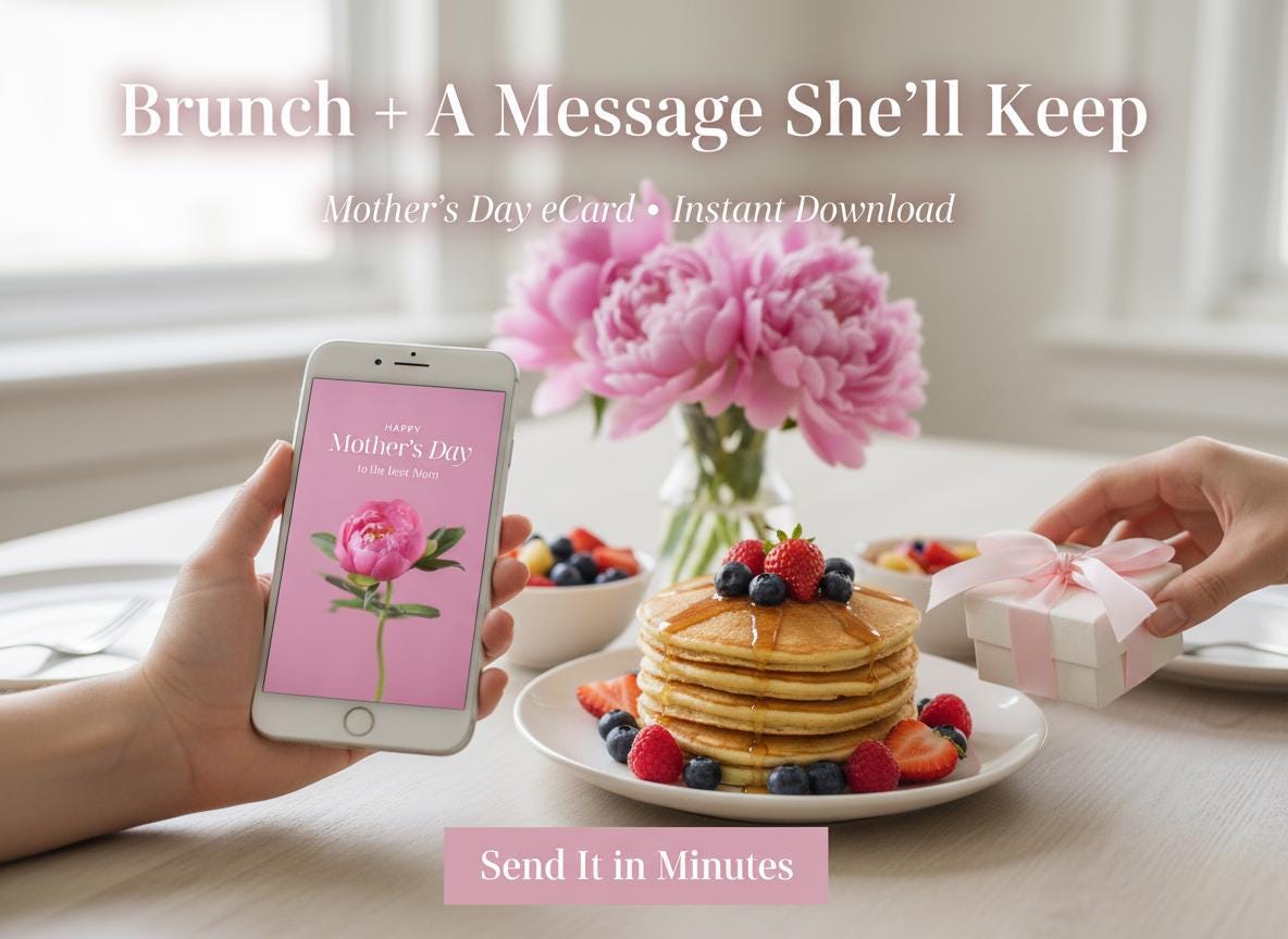Pink Floral Mother's Day eCard | Modern Minimalist Greeting (Digital Download) | Loki's Shop Too